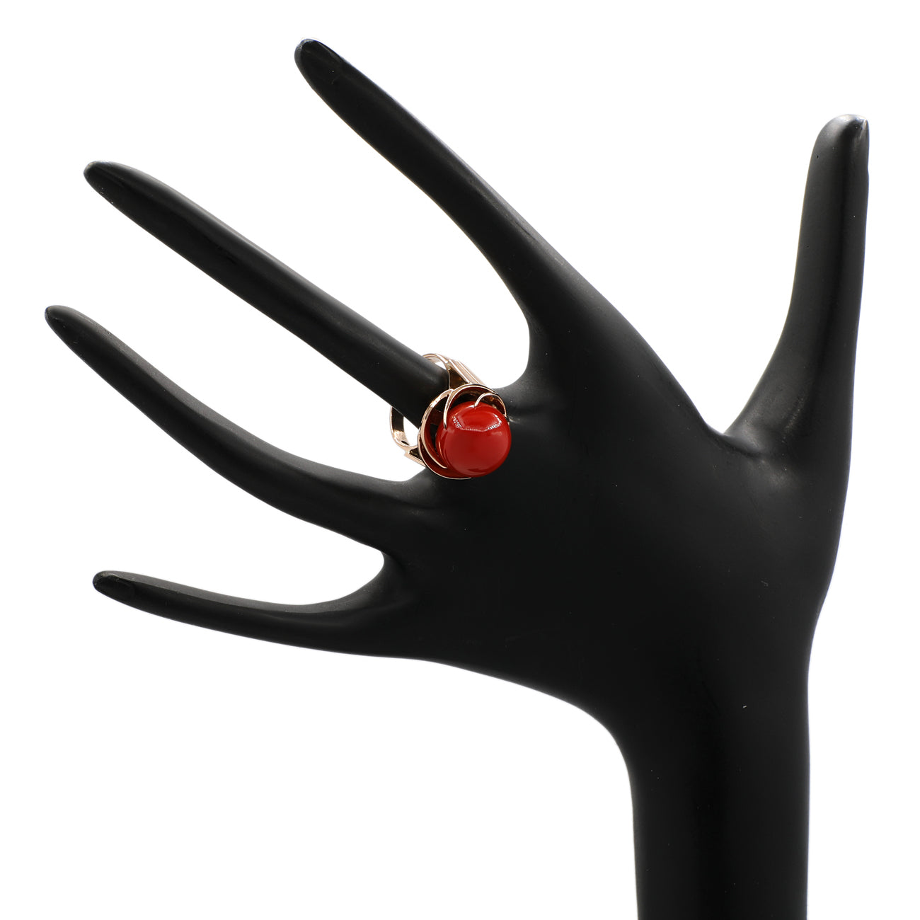Exclusive 14K Rose Gold Coral Ring — 4.5 — Top View