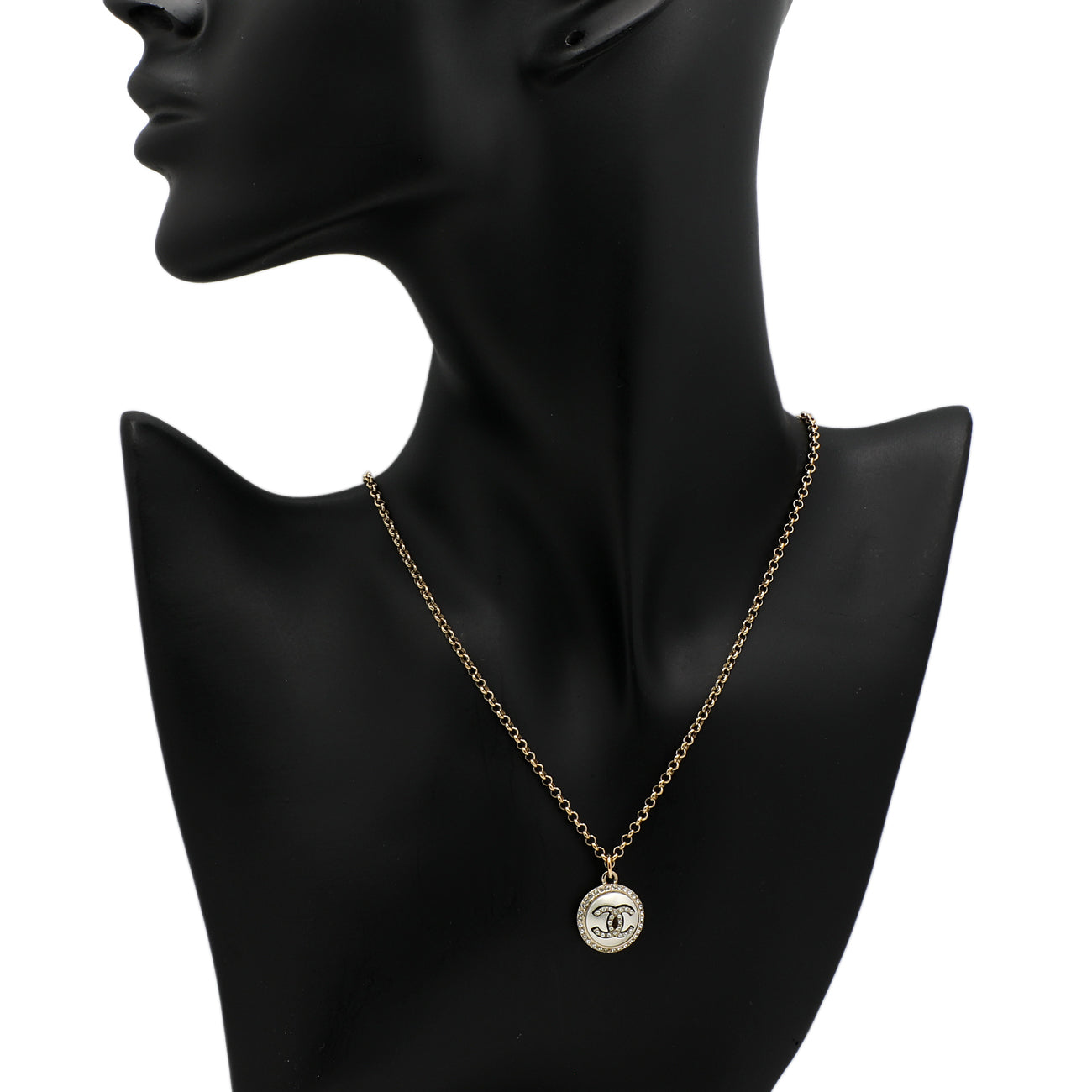 Exclusive Chanel Round CC Pearl Crystal Pendant — Top View