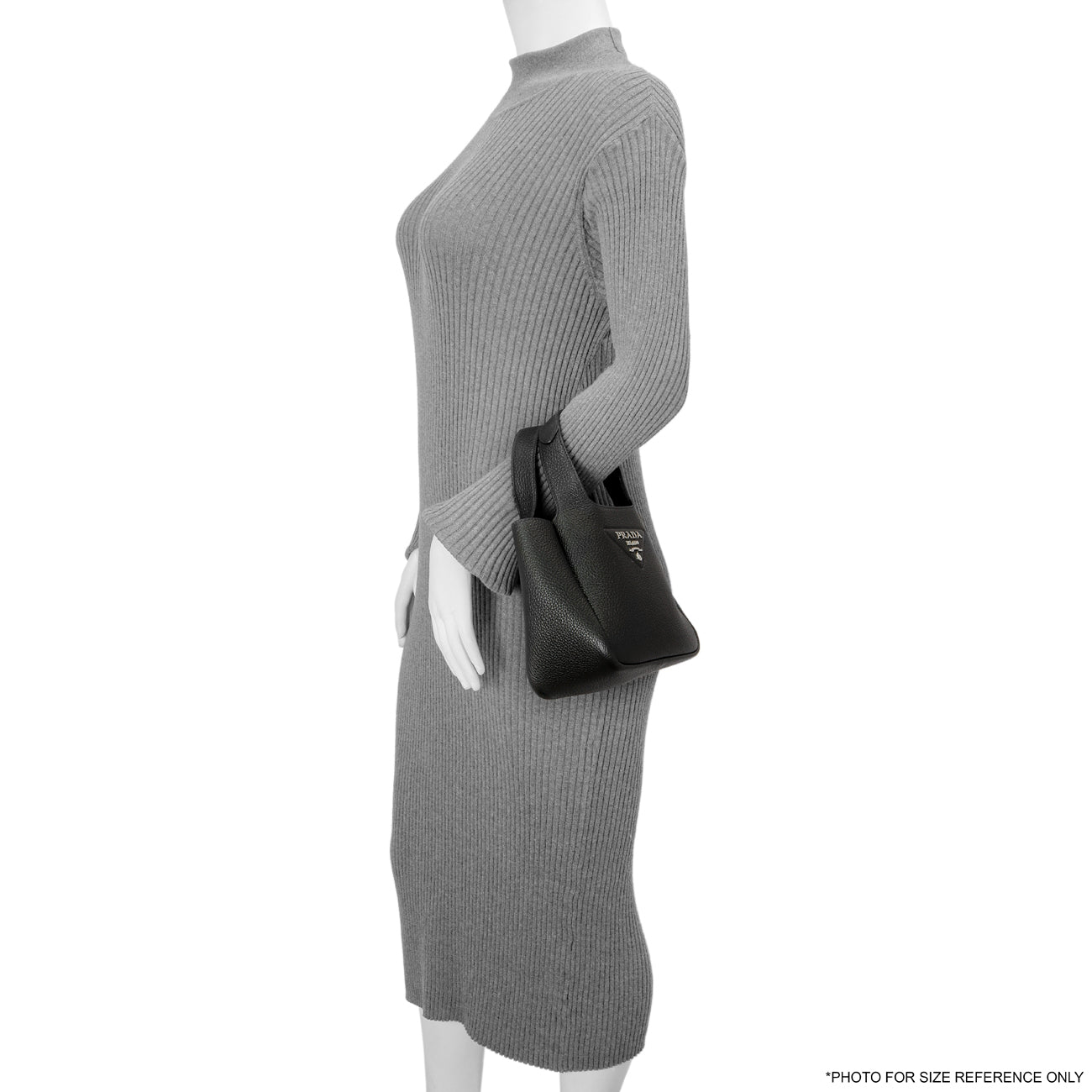 Exclusive Prada Black Vitello Daino Soft Mini Dynamique Tote — Lifestyle View