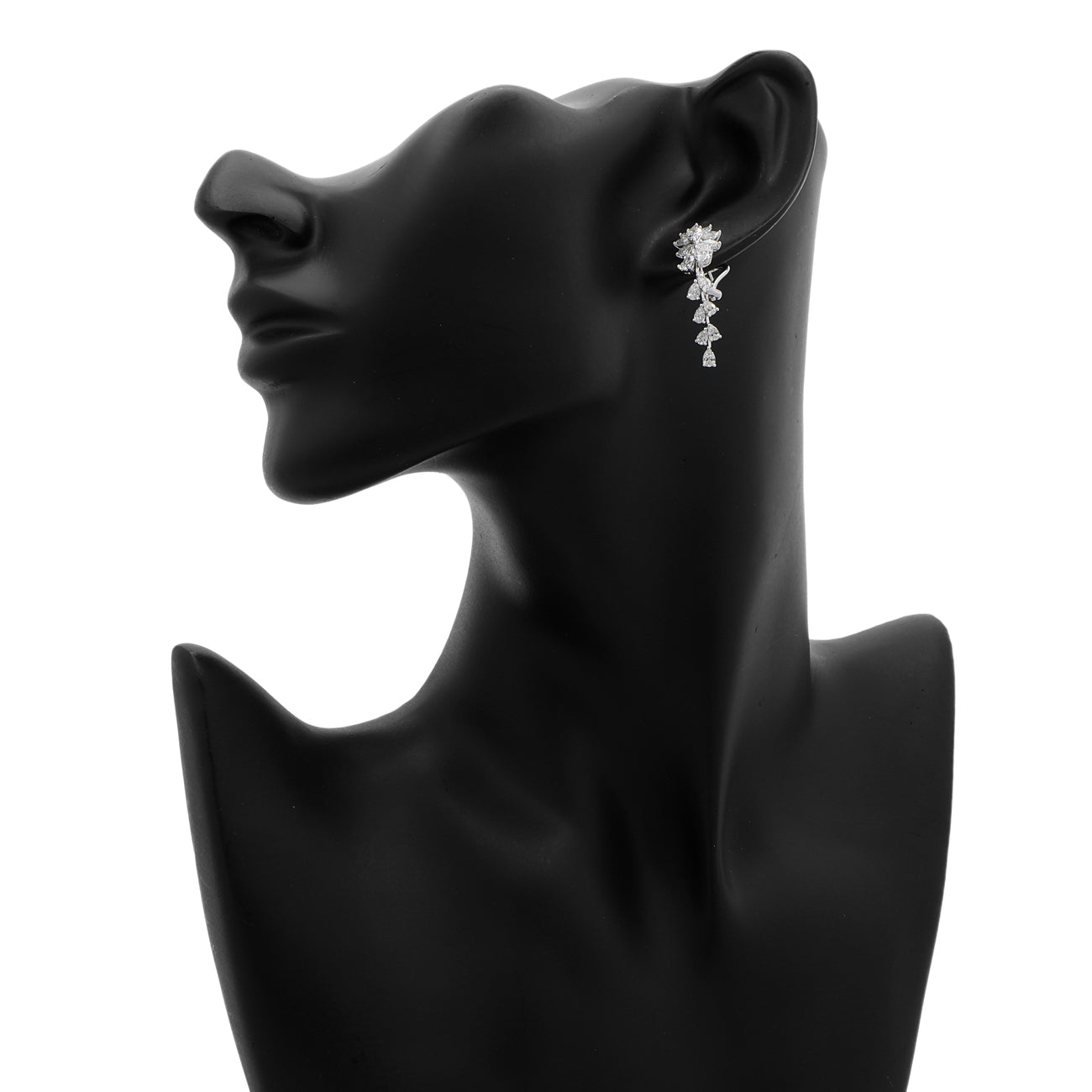 Exclusive 18K White Gold 3.38 Carat Diamond Cascade Earrings — Back View