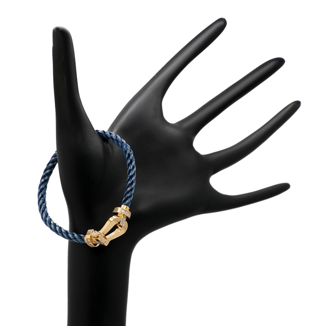 Exclusive FRED 18K Yellow Gold Diamond Force 10 Large Cable Bracelet — Lifestyle View