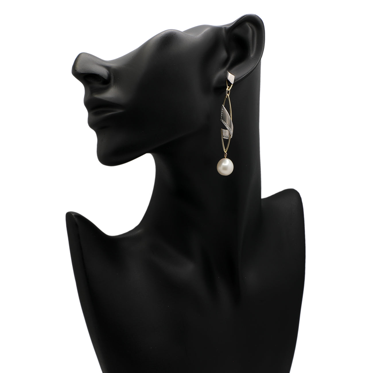 Exclusive 14K Yellow/White Gold South Sea Pearl Earrings — Back View