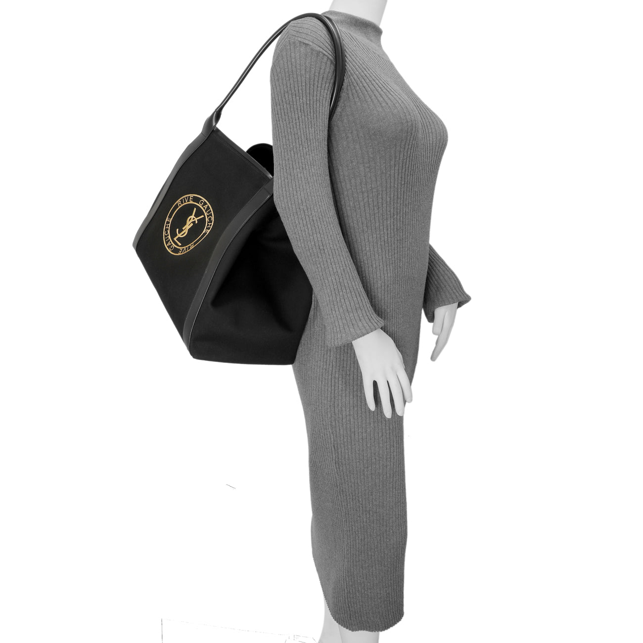Exclusive Saint Laurent Black Rive Gauche Tote — Alternate View 7
