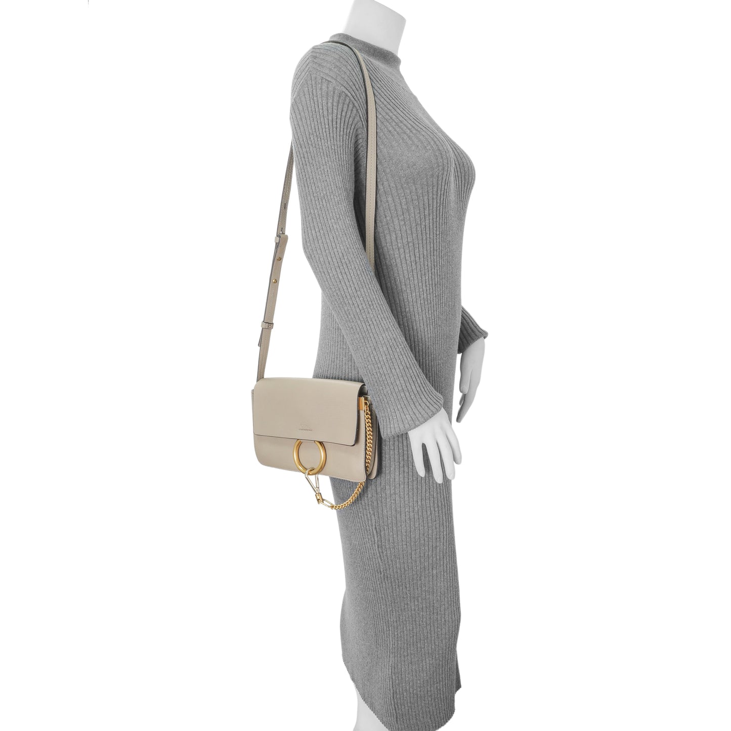 Exclusive Chloe Motty Grey Grained Calfskin Small Faye Shoulder Bag — Alternate View 7