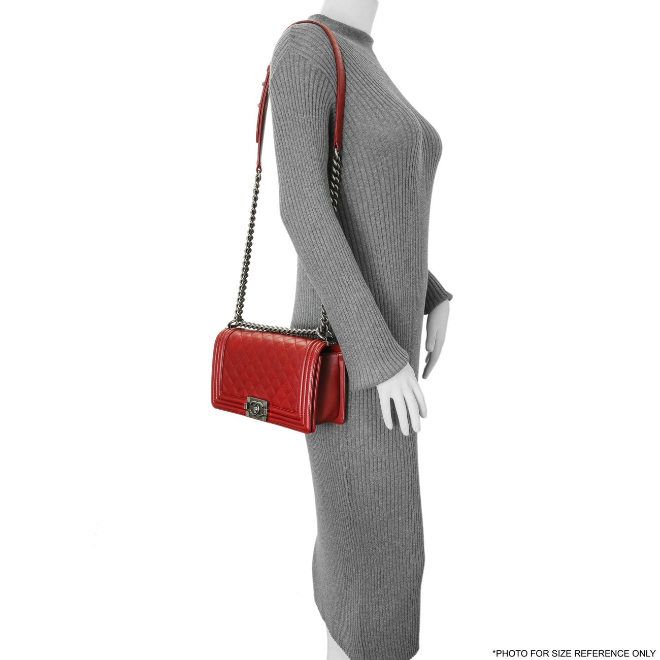 Exclusive Chanel Red Quilted Calfskin Medium Boy Flap — Alternate View 14