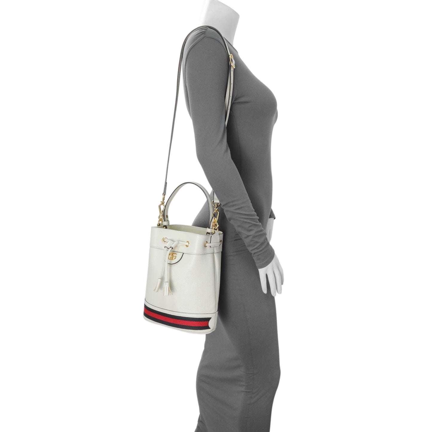 Exclusive Gucci Glazed textured Calfskin Web Small Ophidia Bucket Bag — Alternate View 8