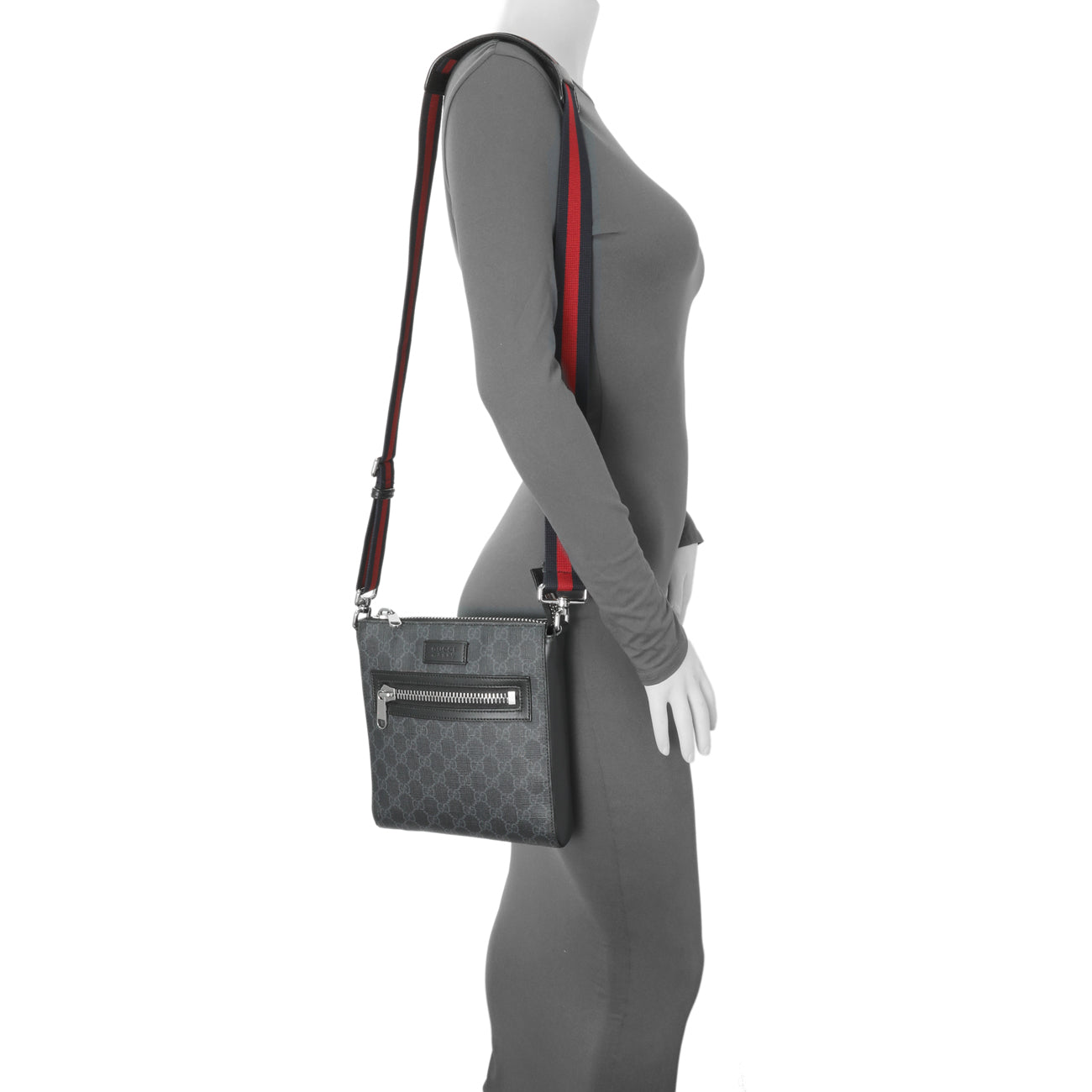 Exclusive Gucci GG Supreme Monogram Web Small Flat Messenger Bag — Alternate View 13