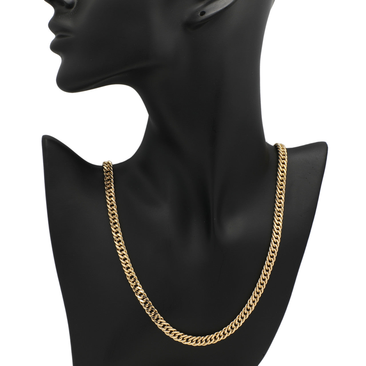Exclusive 18K Yellow Gold Double Curb Link Chain Necklace — Back View