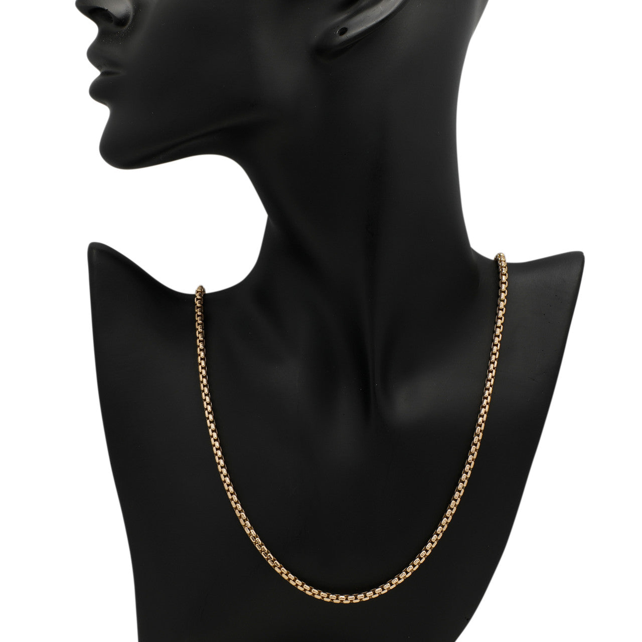Exclusive 14K Yellow Gold Gold Box Link Chain Necklace — Back View