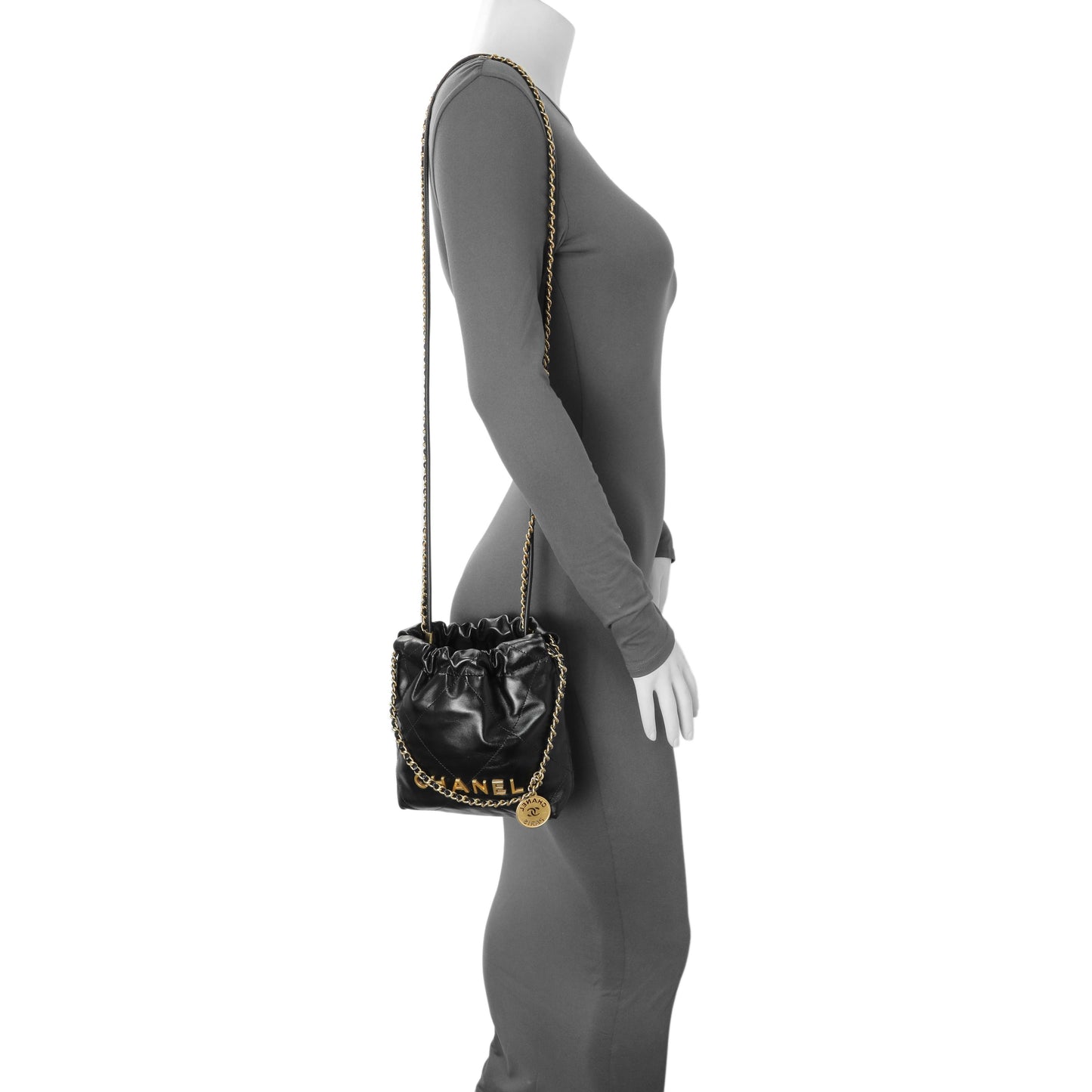 Exclusive Chanel Black Shiny Calfskin Quilted Mini Chanel 22 — Alternate View 8