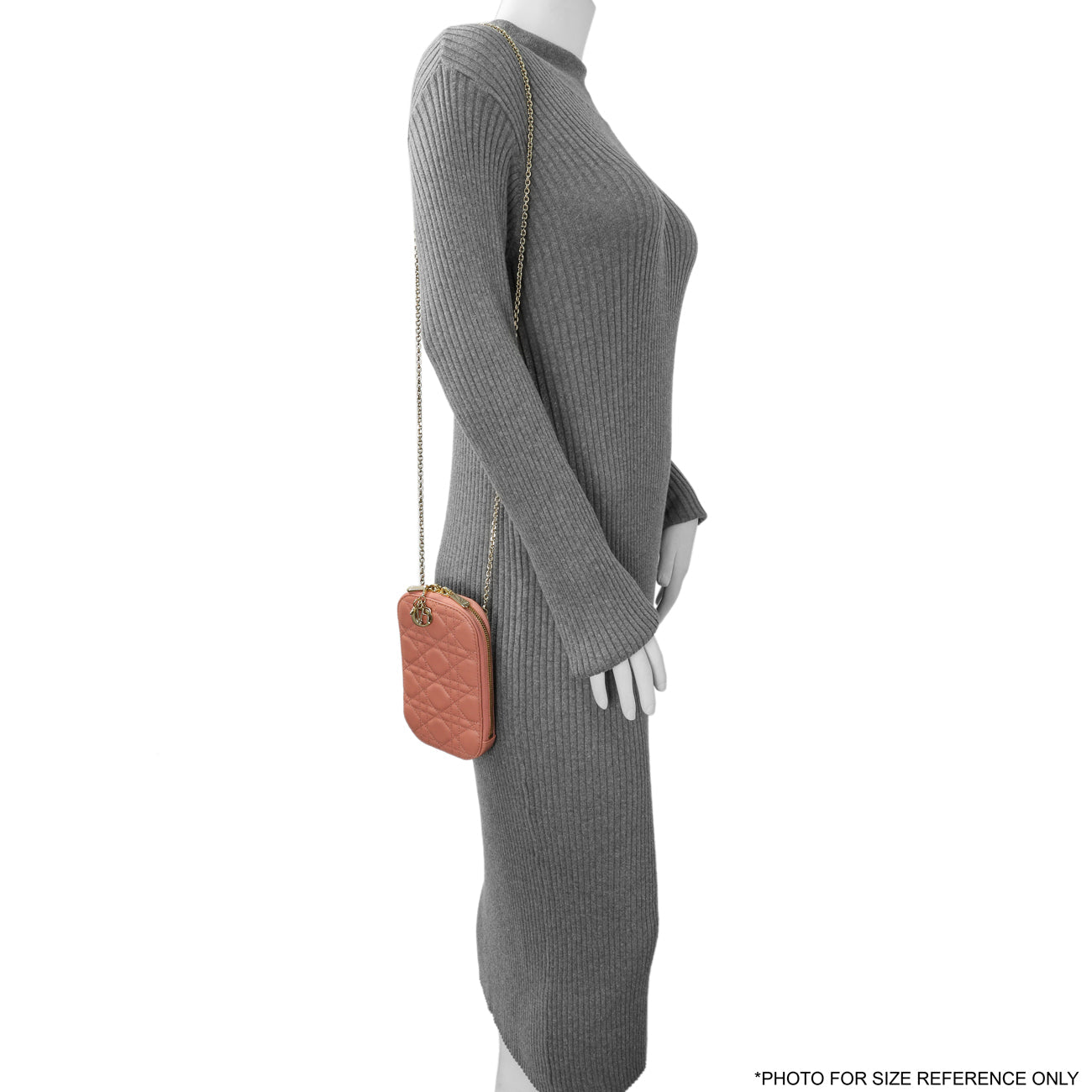 Exclusive Christian Dior Deep Nude Lambskin Cannage Lady Dior Phone Holder — Alternate View 7