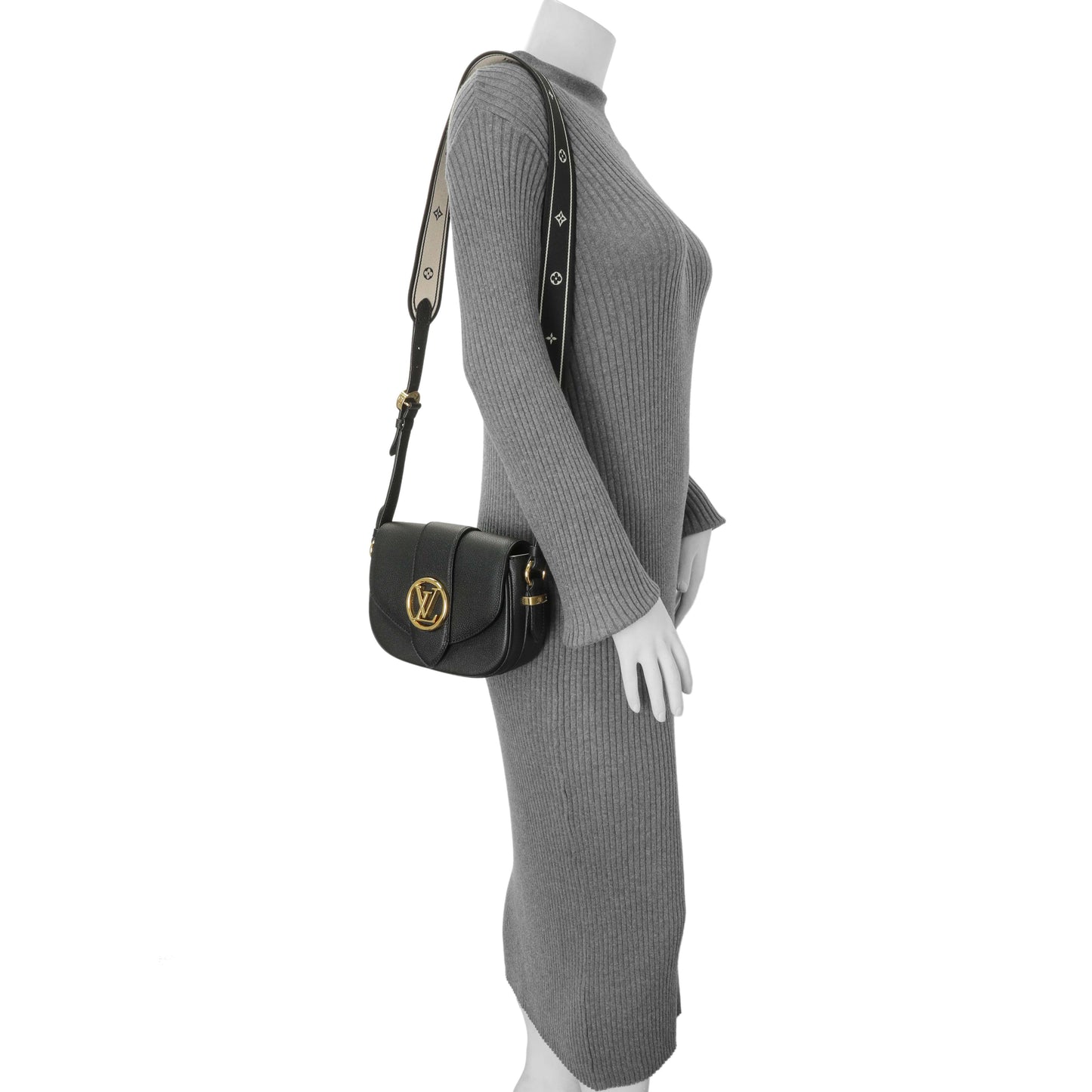 Exclusive Louis Vuitton Black Grained Calfskin LV Pont 9 Soft MM — Lifestyle View