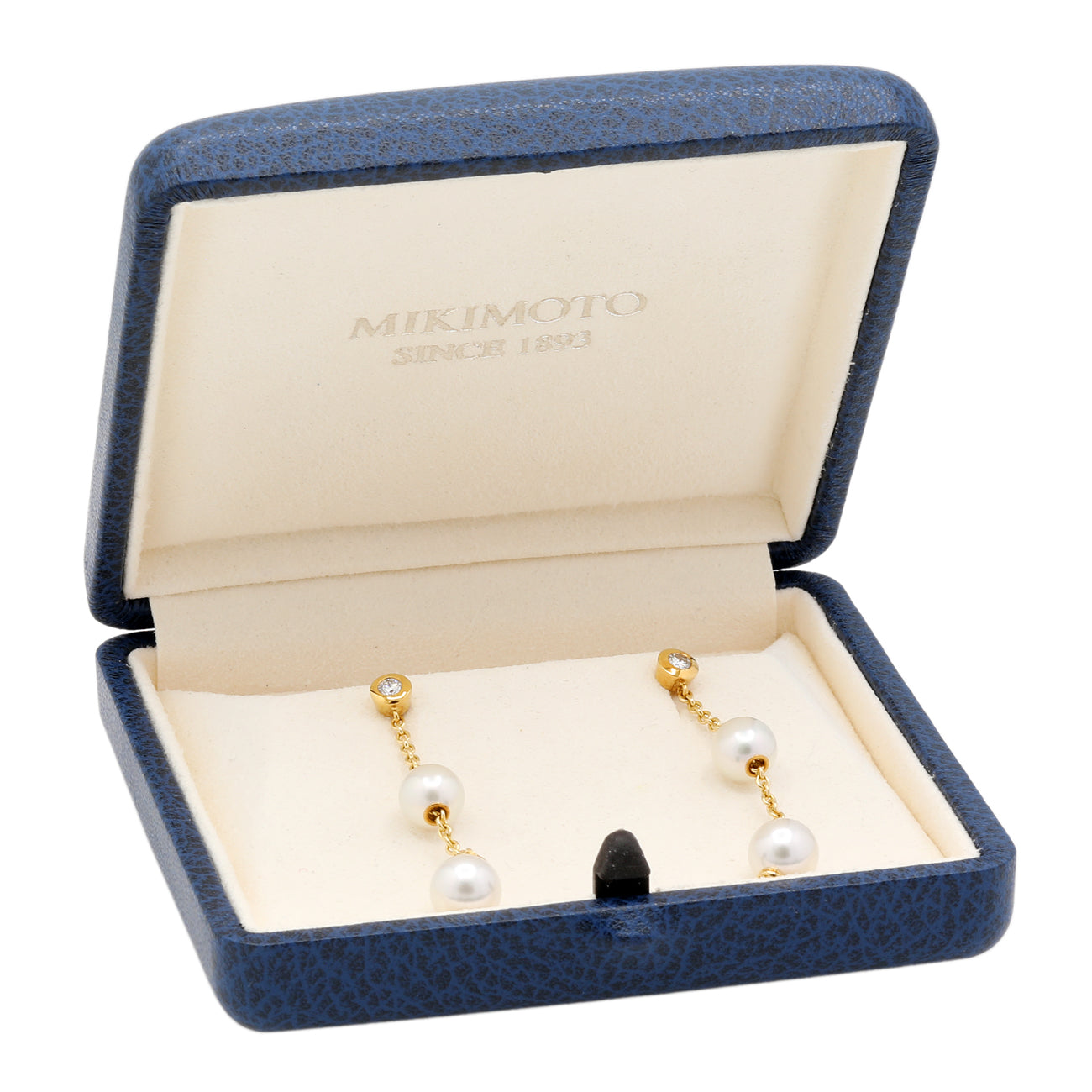 Exclusive Mikimoto 18K Yellow Gold Diamond Pearls in Motion Earrings — Top View