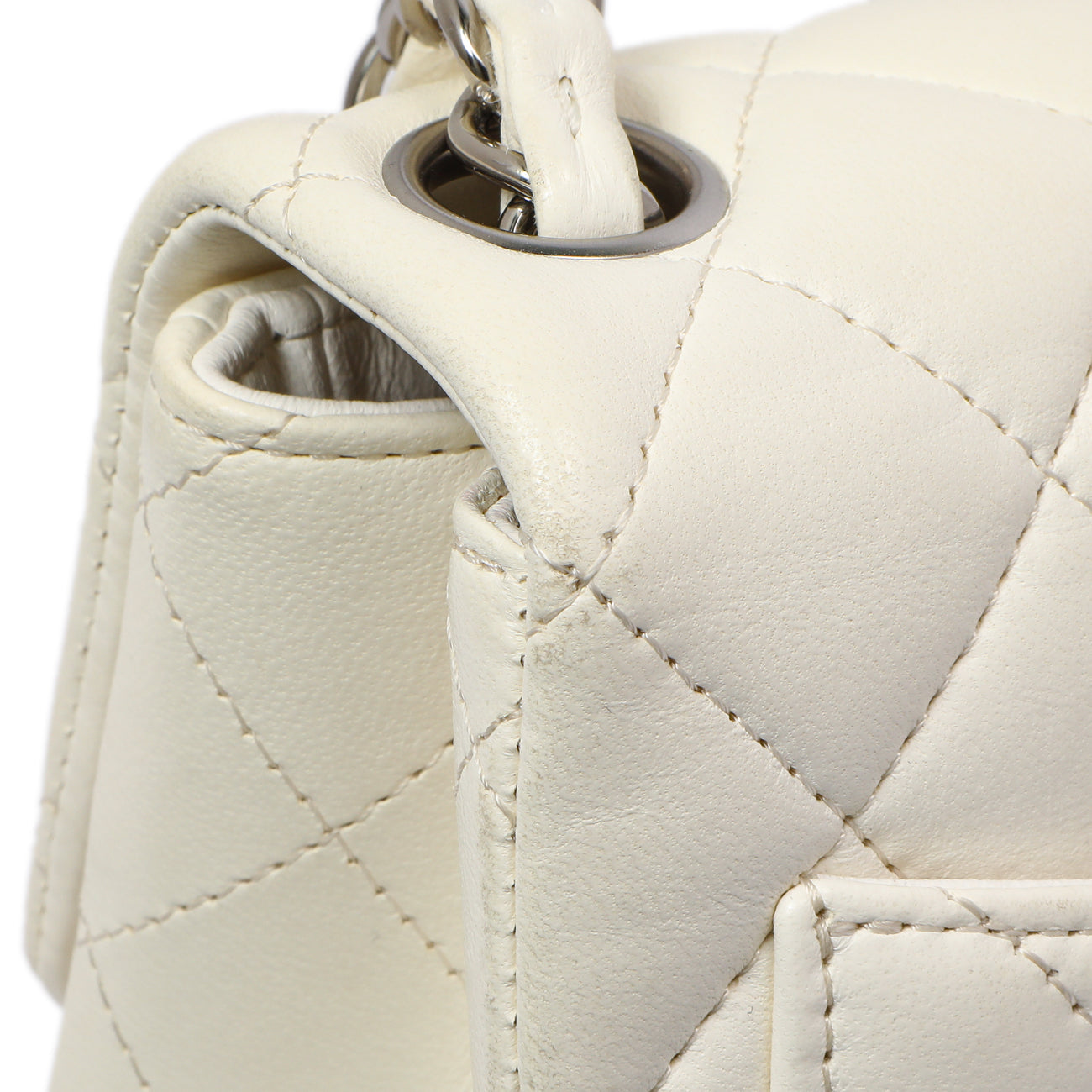 Exclusive Chanel White Quilted Lambskin Mini Square Flap — Alternate View 14