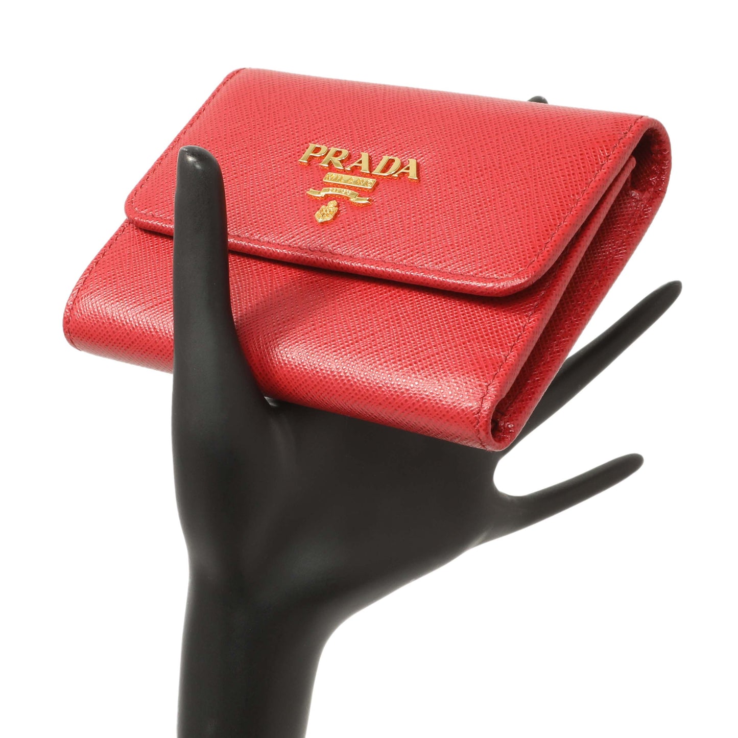 Exclusive Prada Red Saffiano Compact Wallet — Lifestyle View