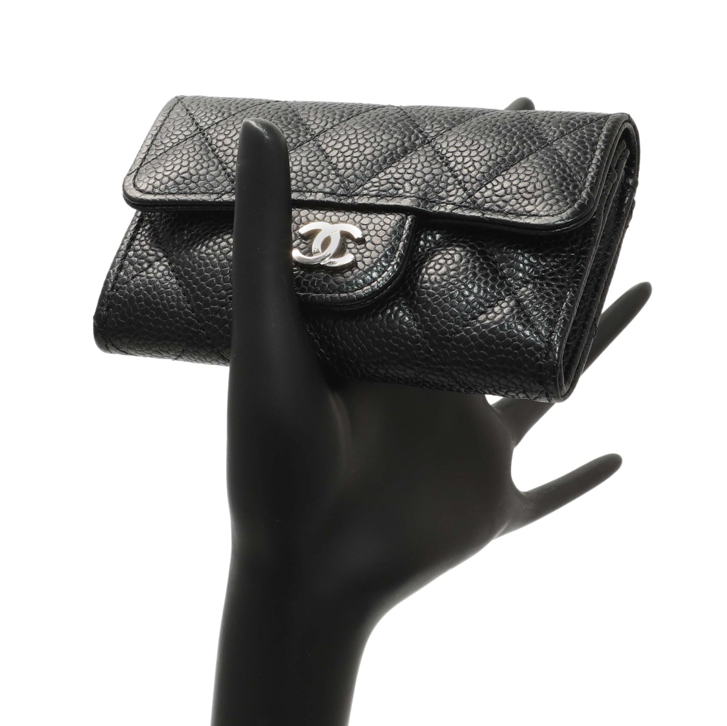 Exclusive Chanel Black Quilted Caviar Flap Card Holder — Alternate View 8