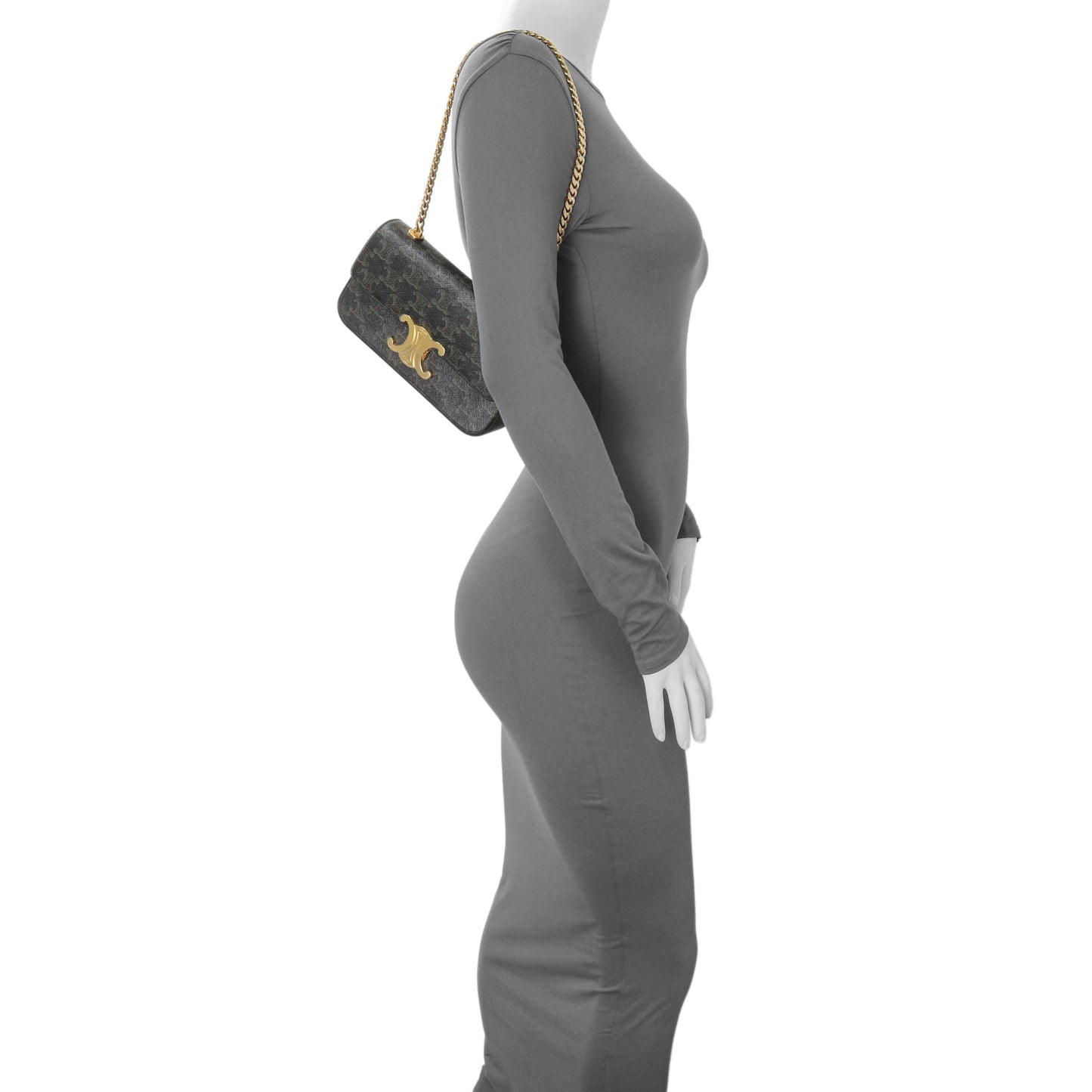 Exclusive Celine Triomphe Canvas Claude Chain Shoulder Bag — Alternate View 8