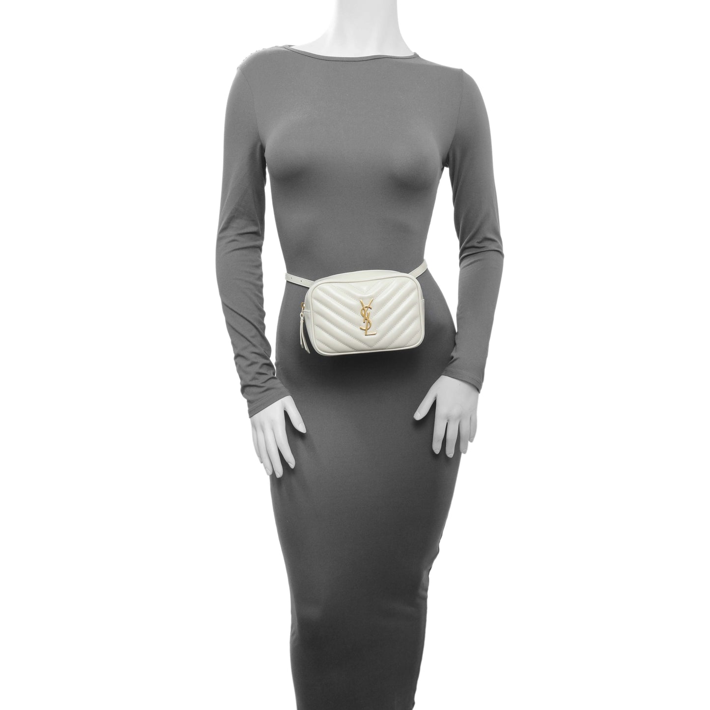 Exclusive Saint Laurent Cream Calfskin Matelasse Monogram Lou Belt Bag — Alternate View 7