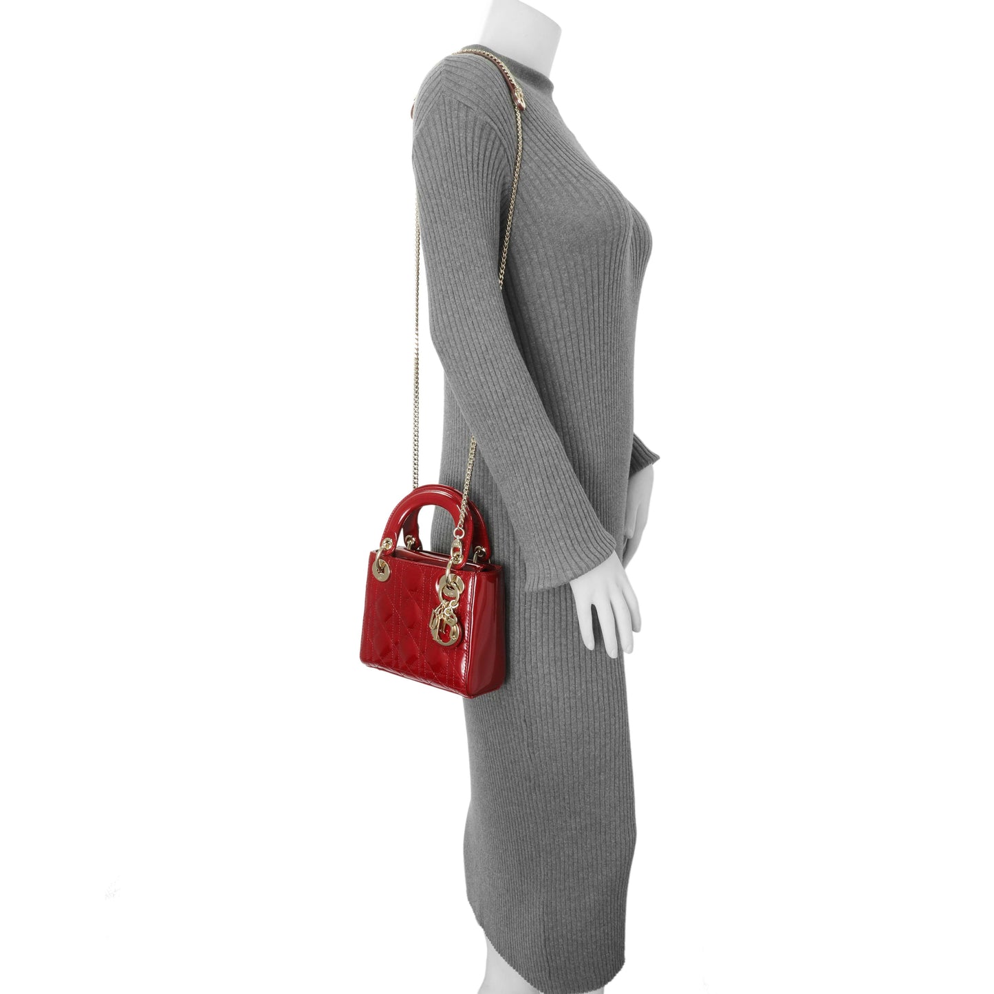 Exclusive Christian Dior Red Patent Cannage Mini Lady Dior — Alternate View 7