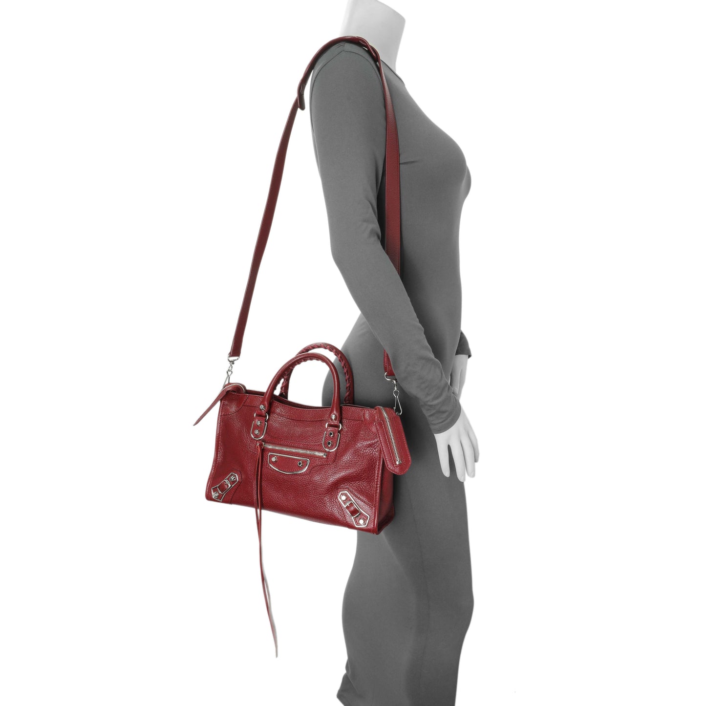 Exclusive Balenciaga Burgundy Chevre Metallic Edge Hardware S City — Alternate View 12