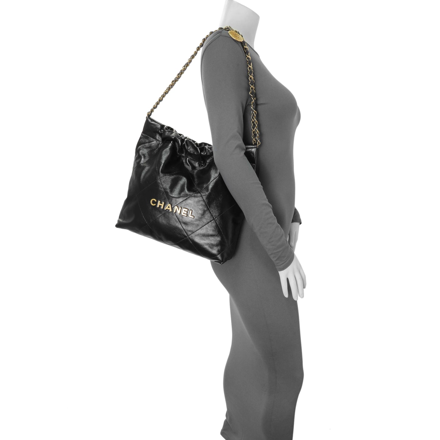 Exclusive Chanel Black Quilted Shiny Calfskin Small Chanel 22 — Alternate View 7