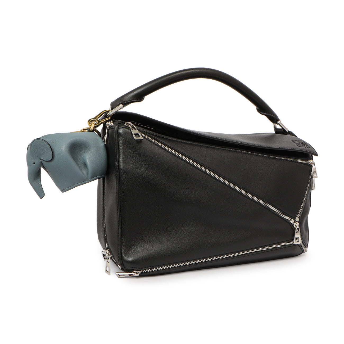 Exclusive Loewe Stone Blue Calfskin Elephant Charm — Top View