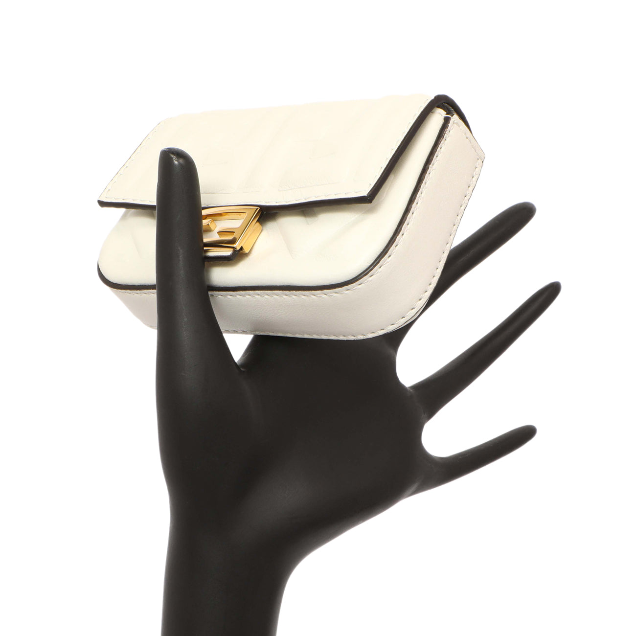 Exclusive Fendi White Nappa Matisse FF Embossed Nano Baguette Charm — Alternate View 9