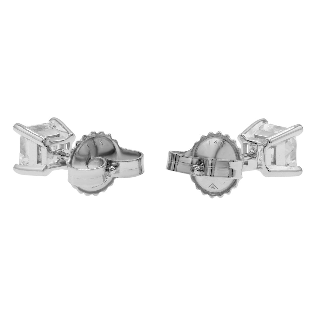 Exclusive 14K White Gold 1.19 Carat Diamond Stud Earrings — Back View