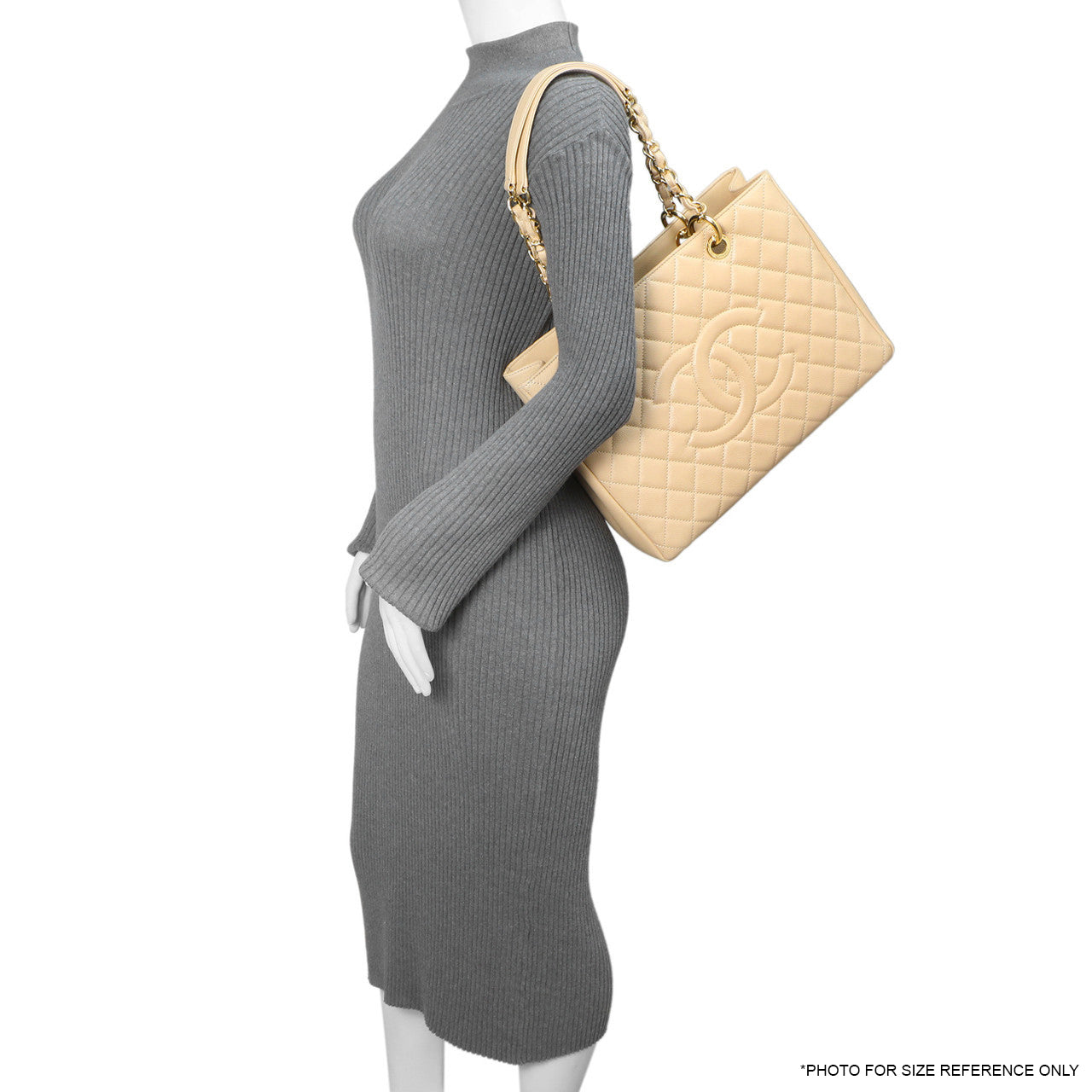 Exclusive Chanel Beige Quilted Caviar Grand Shopping Tote GST — Alternate View 12