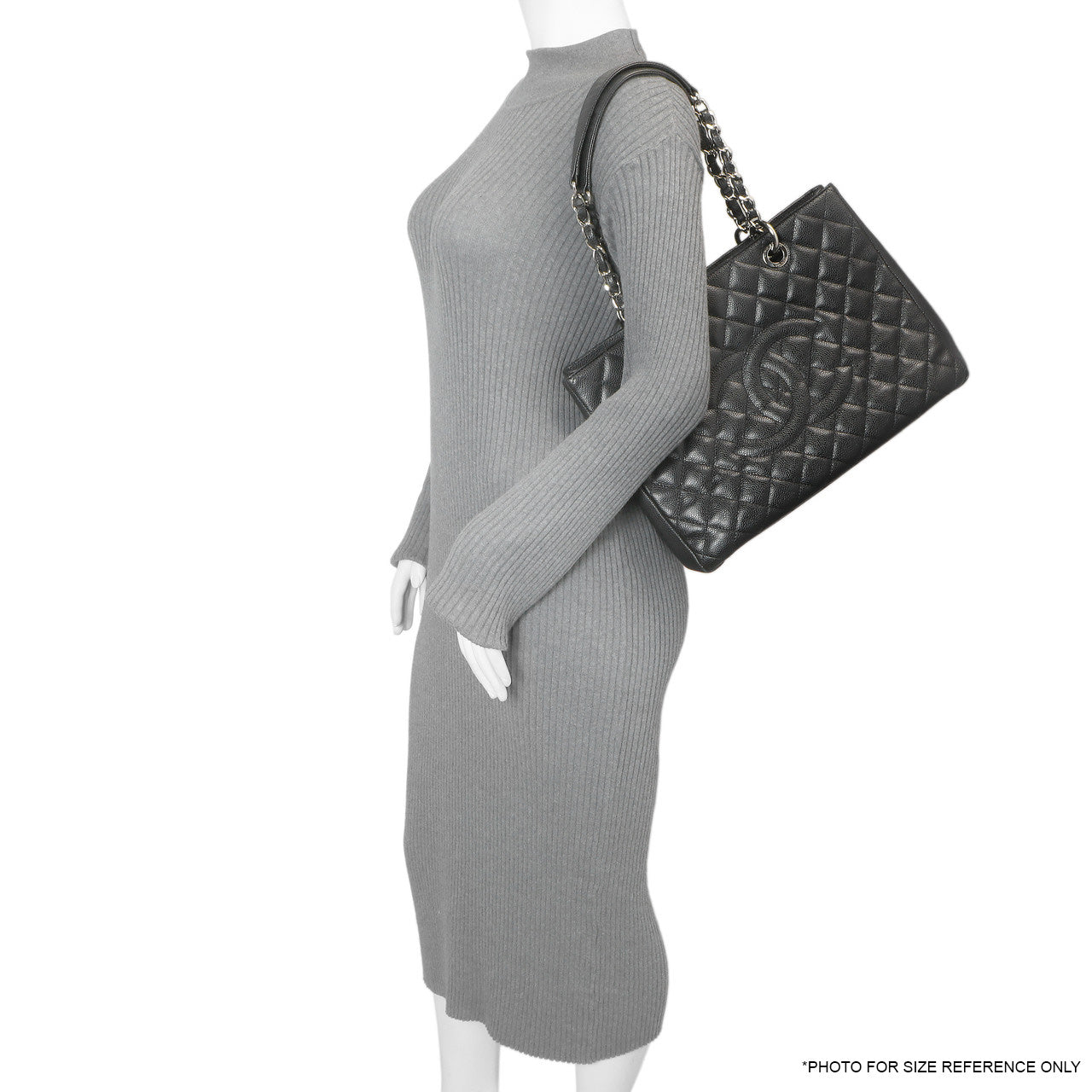 Exclusive Chanel Black Quilted Caviar Grand Shopping Tote GST — Alternate View 11
