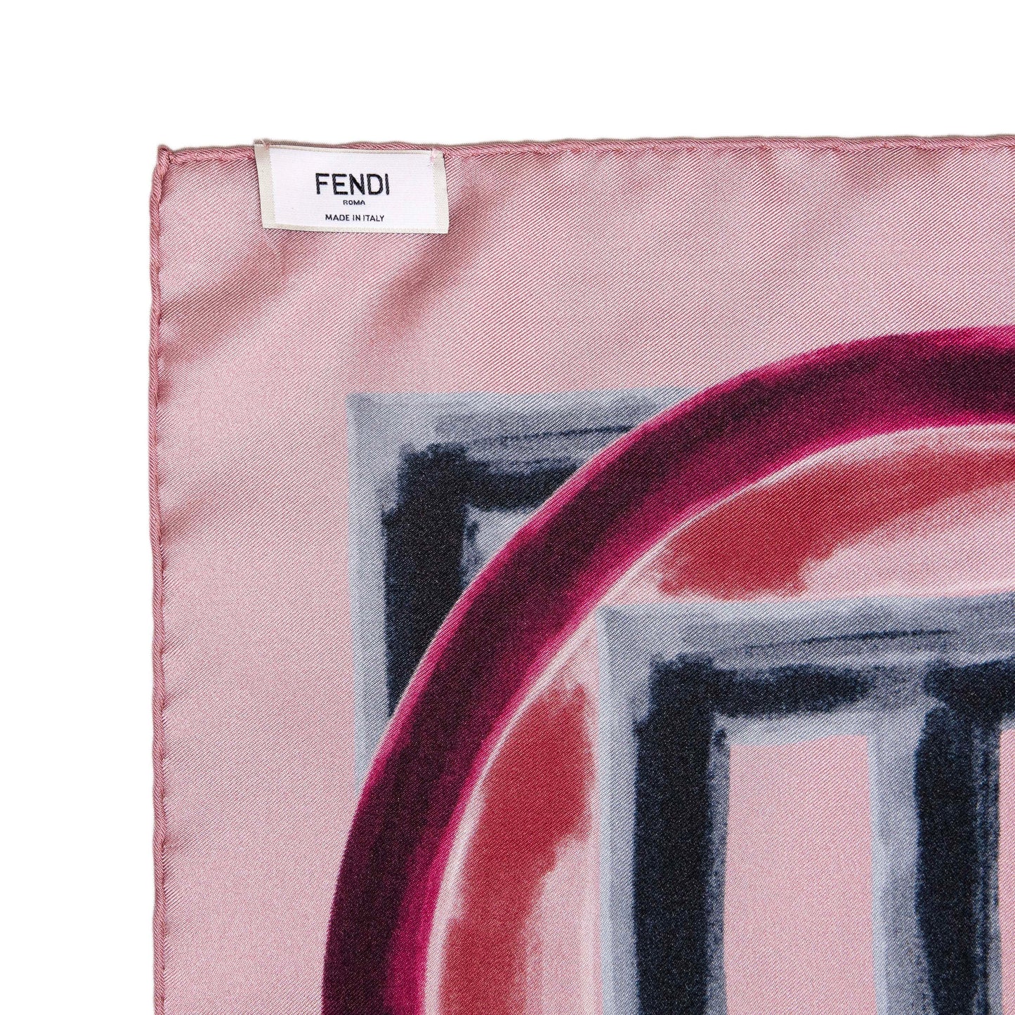 Exclusive Fendi Pink Silk F Logo Scarf — Detail View