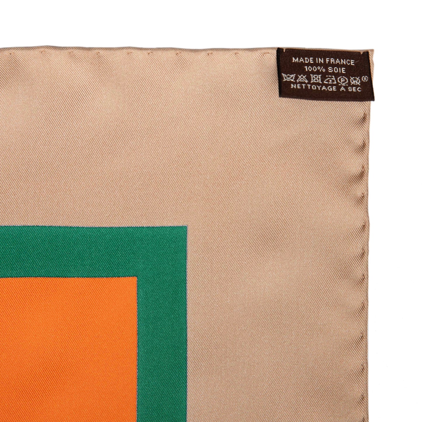 Exclusive Hermes Beige Rouge H Jaune Silk Perspective II Cassandre Scarf 90 — Top View