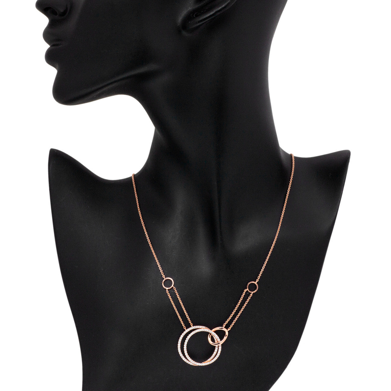 Exclusive 18K Rose Gold 0.91 Carat Diamond Circles Pendant — Back View