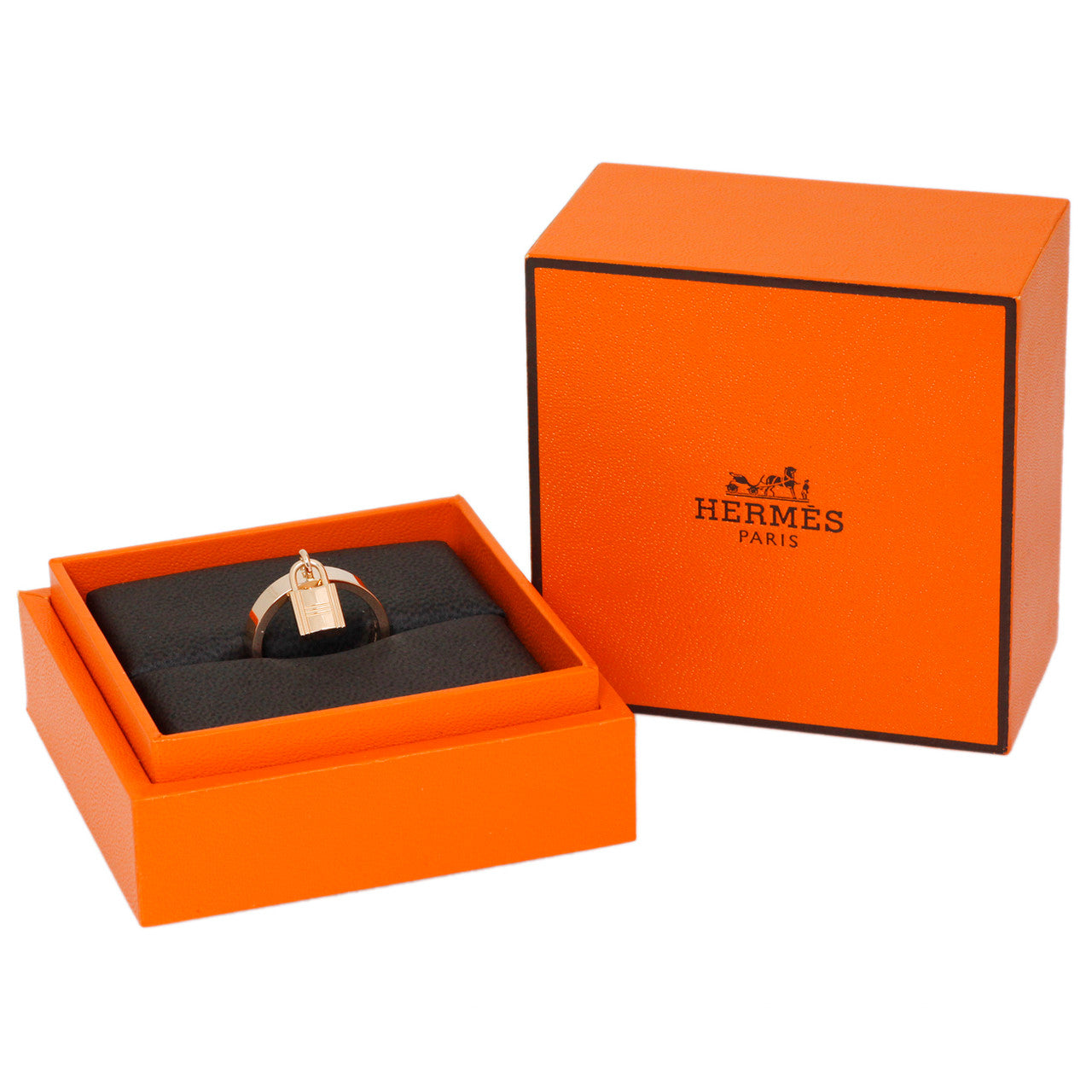 Exclusive Hermes 18K Rose Gold Medium Clochette Ring — Lifestyle View