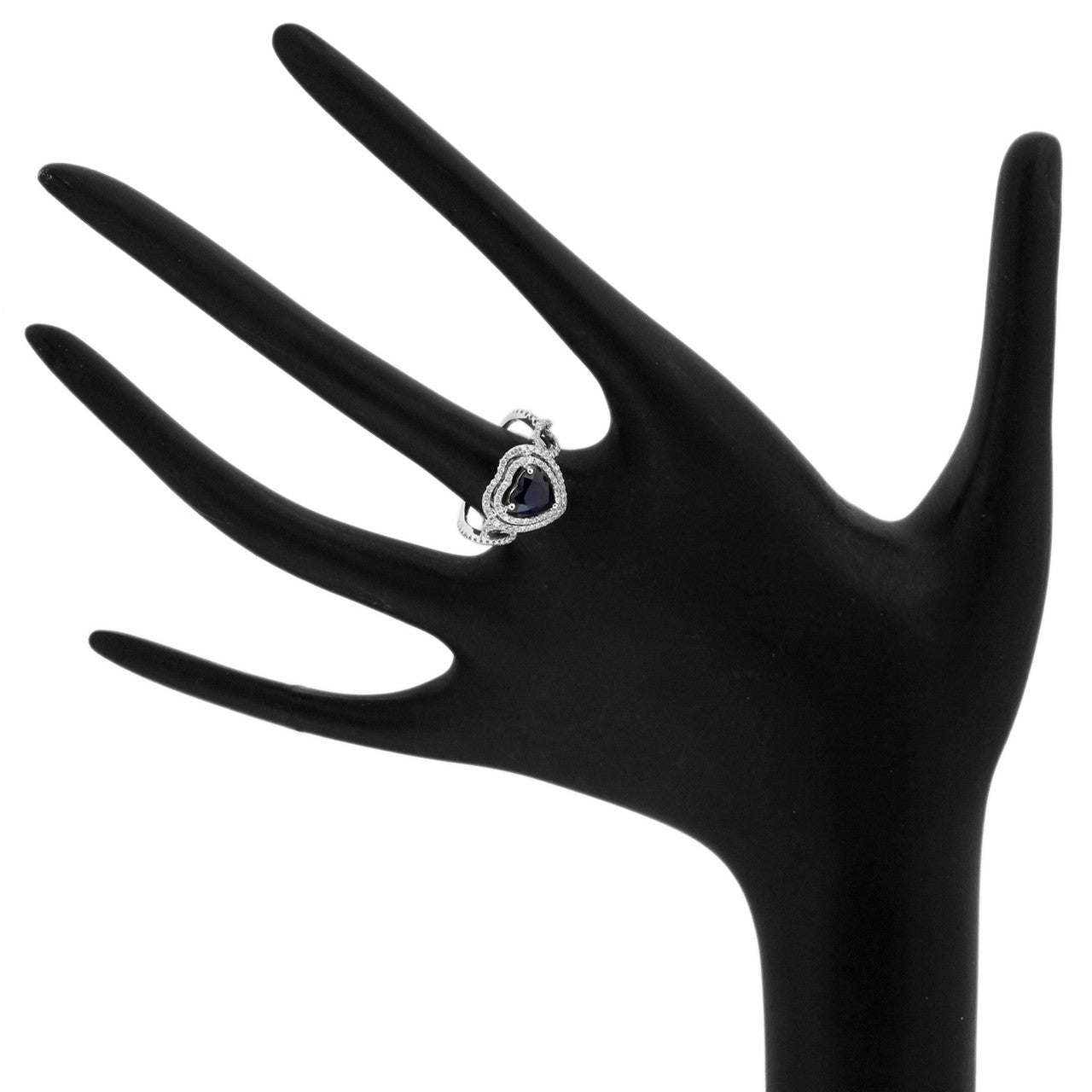 Exclusive 18K White Gold 1.05 Carat Heart Shaped Sapphire Diamond Ring — 5.5 — Top View