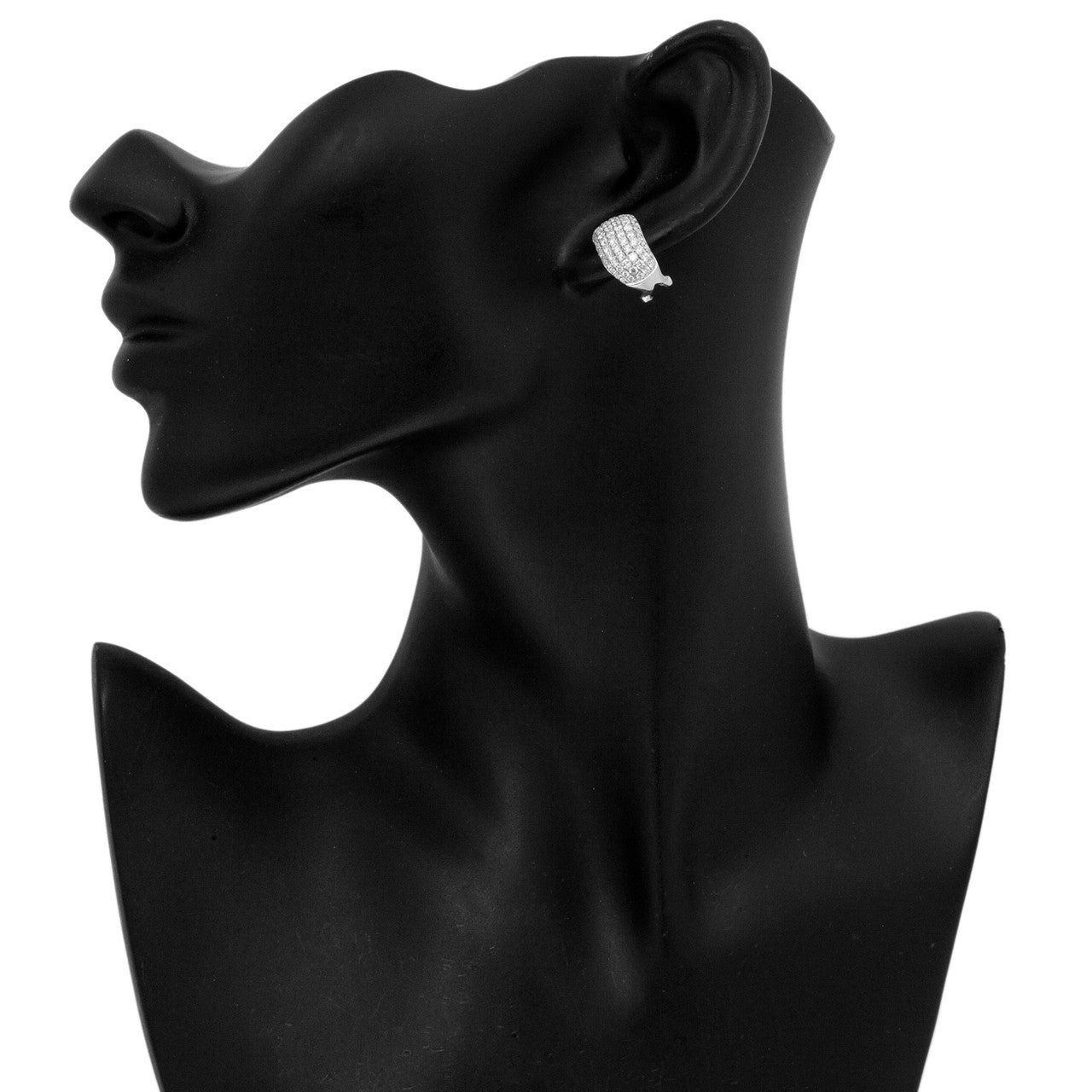 Exclusive 18K White Gold 2.74 Carat Pave Diamond Earrings — Back View