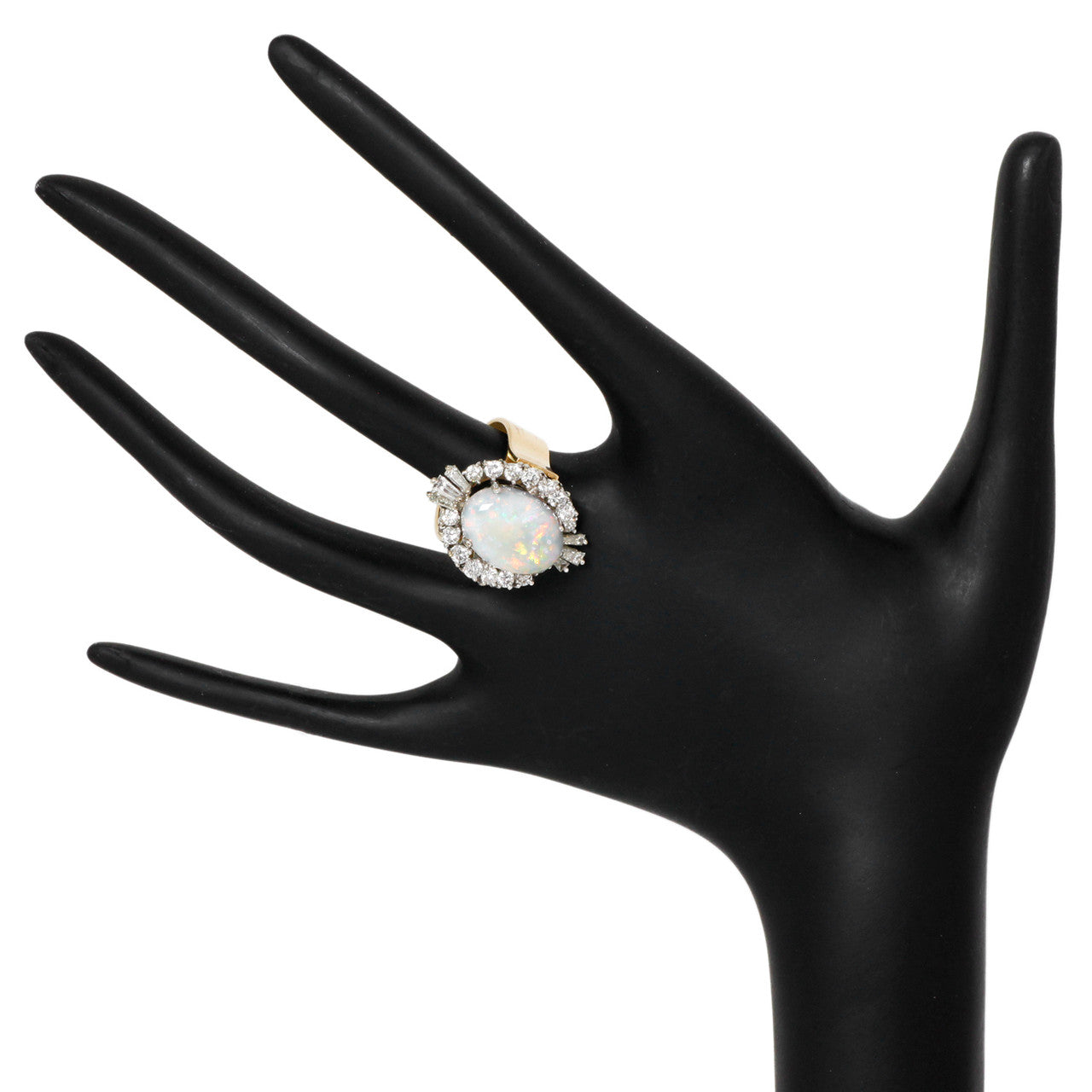 Exclusive 18K Yellow Gold 5.26 Carat Opal Diamond Ring — 5 — Back View