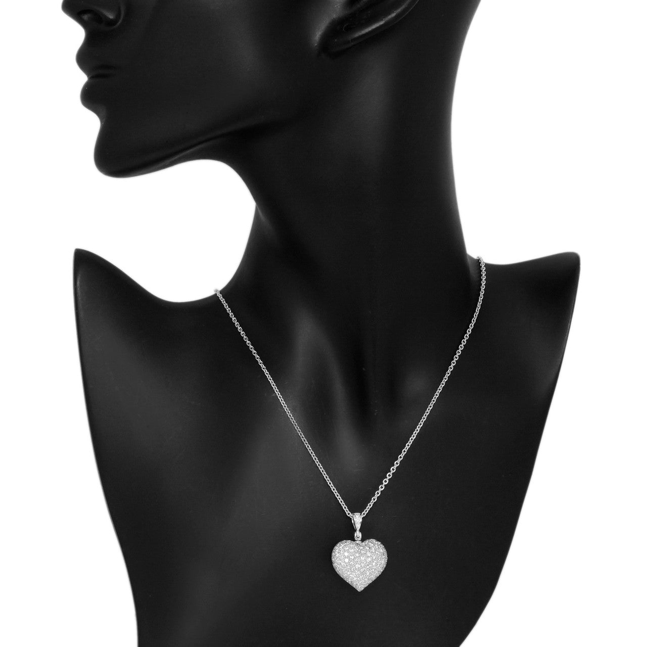 Exclusive 18K White Gold 2.00 Carat Diamond Heart Pendant Necklace — Back View