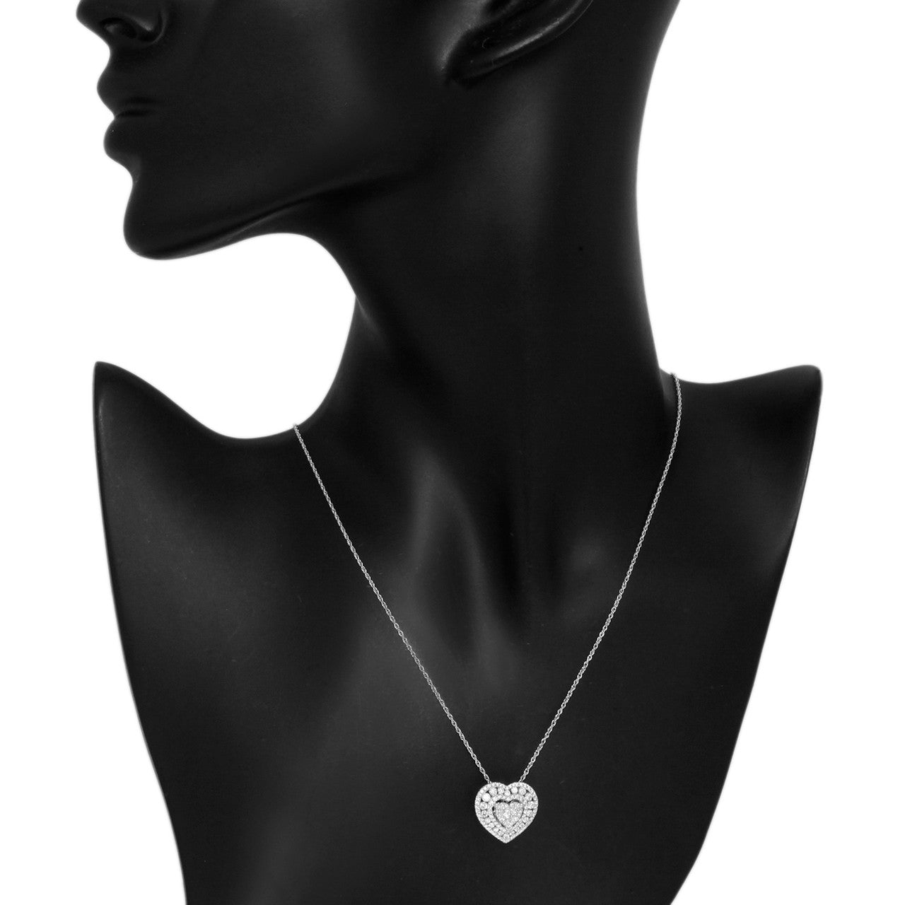 Exclusive 18K White Gold 1.04 Carat Diamond Heart Pendant Necklace — Back View