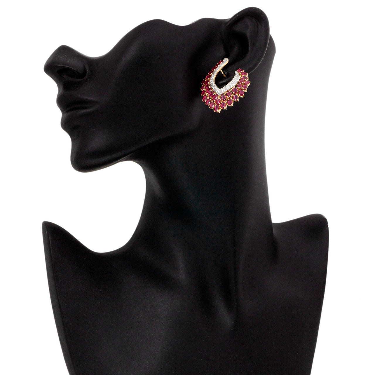 Exclusive 18K Gold Diamond Ruby Earrings — Top View