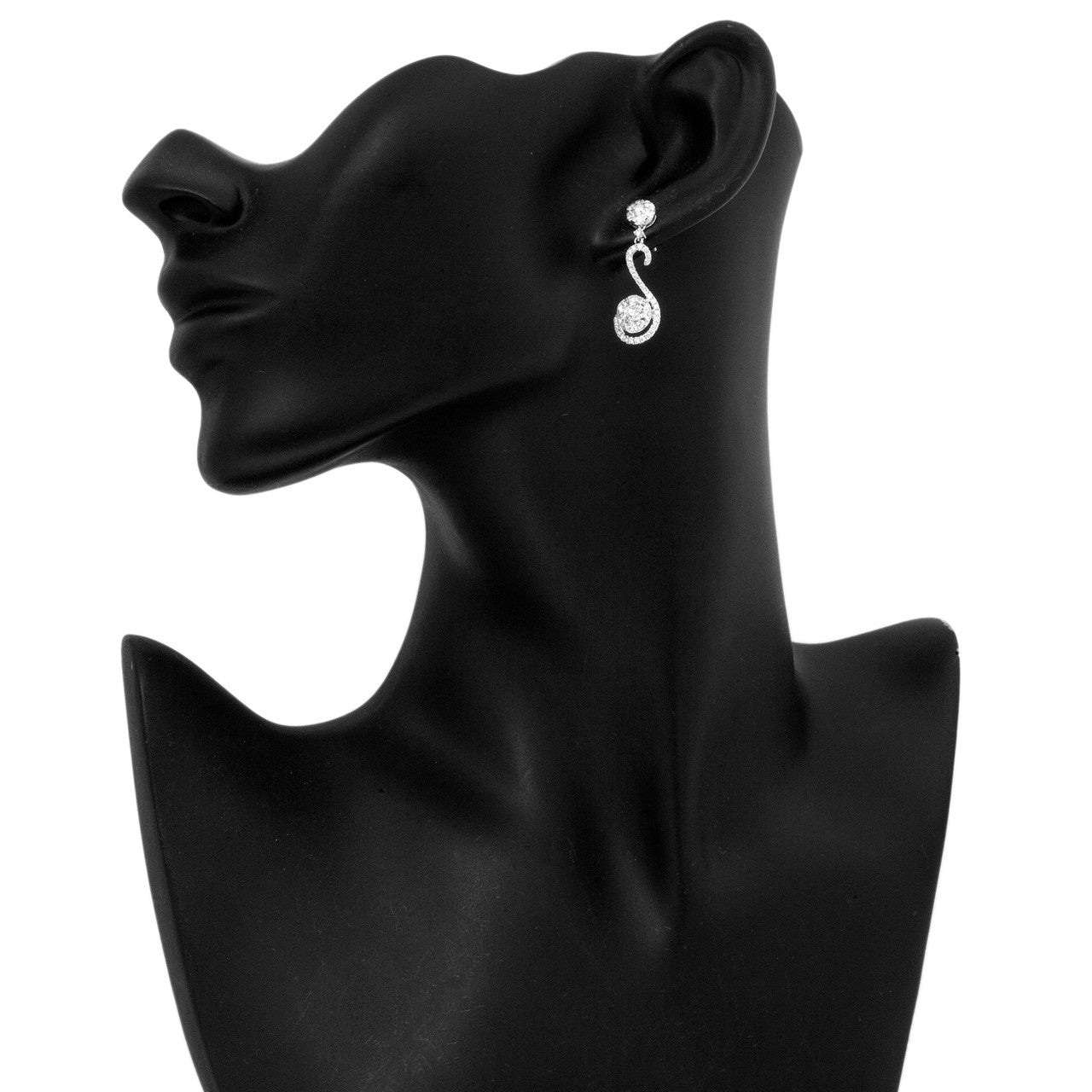 Exclusive 18K White Gold 2.38 Carat Diamond Drop Earrings — Top View