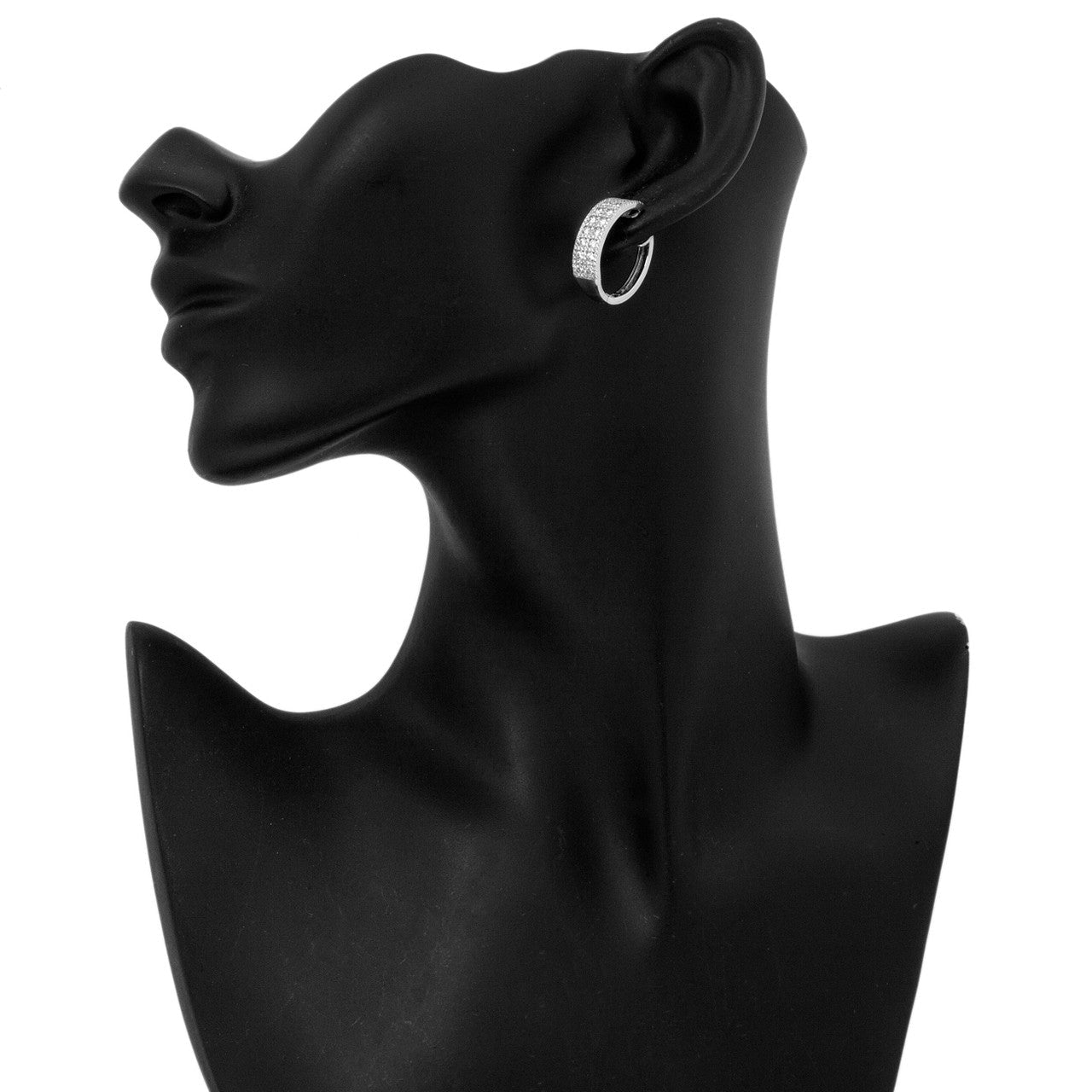 Exclusive 18K White Gold 1.54 Carat Diamond Hoop Earrings — Back View