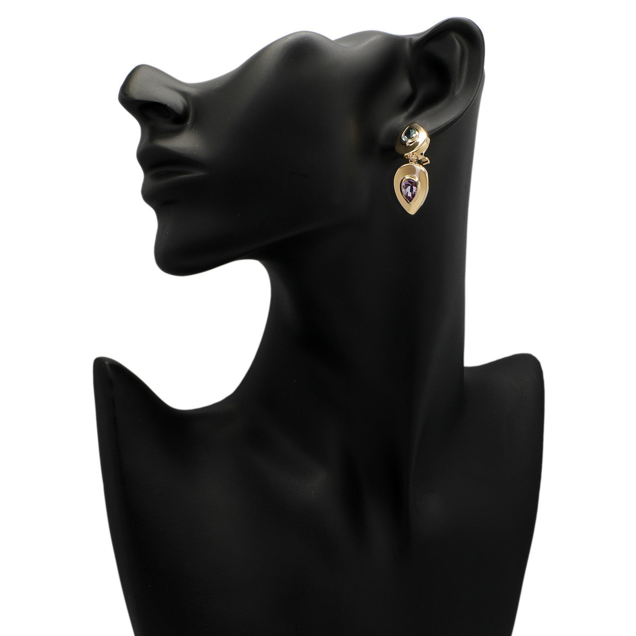 Exclusive 14K Yellow Gold Topaz Amethyst Earrings — Back View