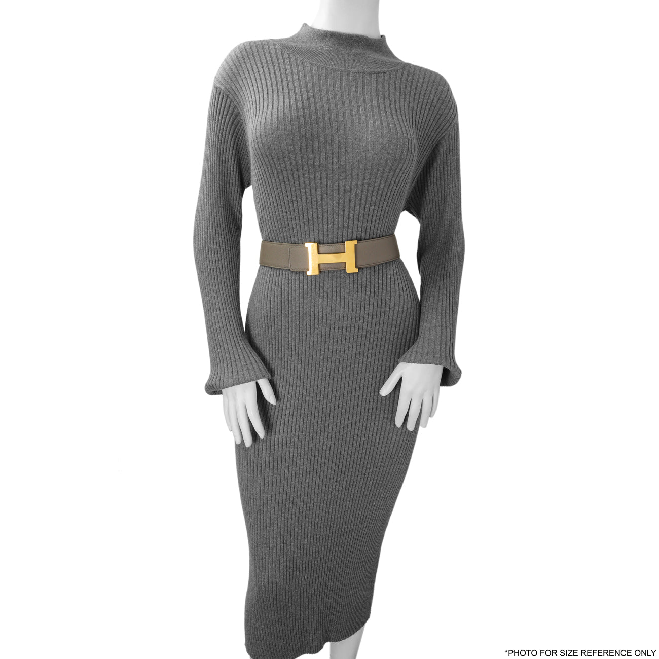 Exclusive Hermes Etain Black Epsom Box Constance H 40mm Belt — Detail View