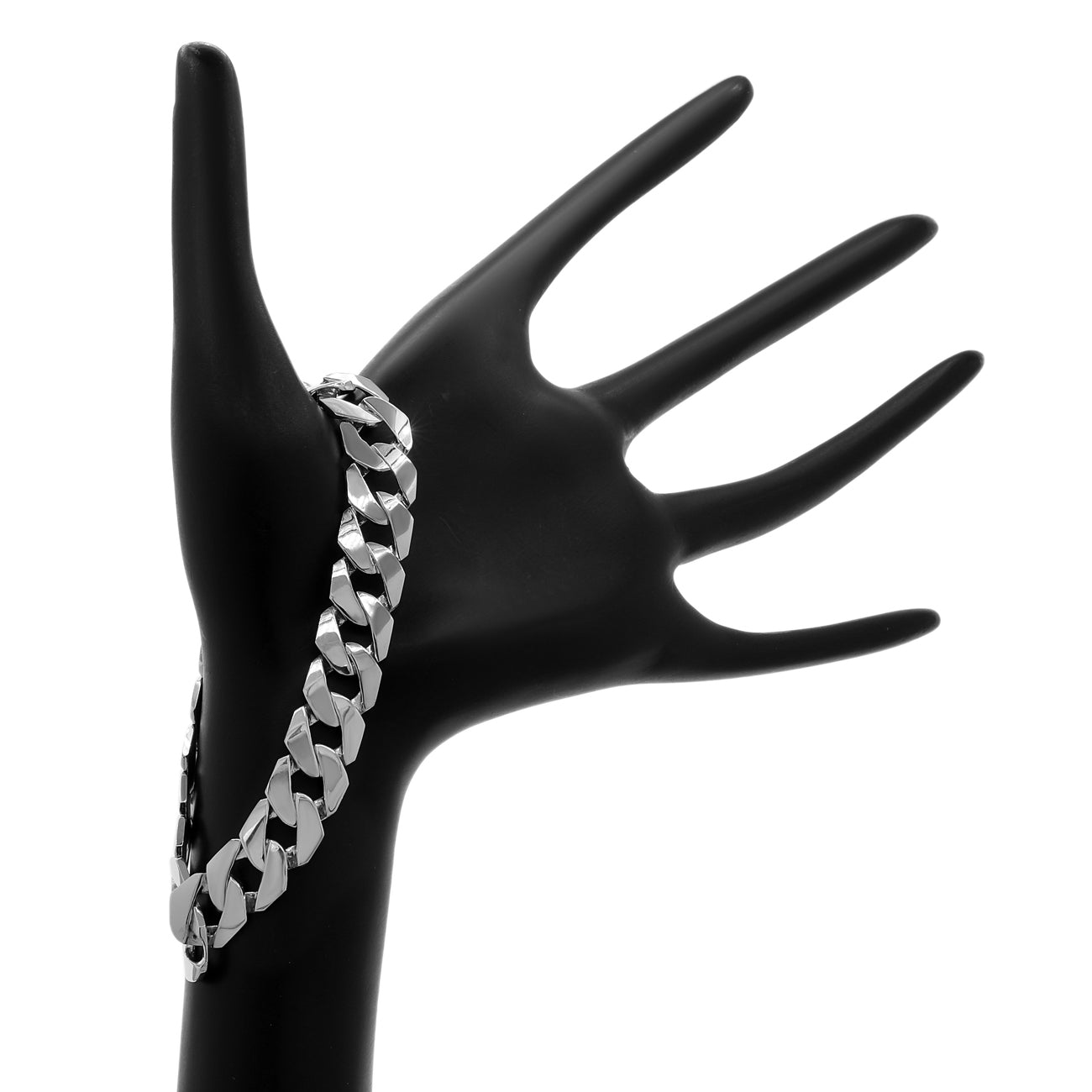 Exclusive 10K White Gold Curb Link Bracelet — Back View