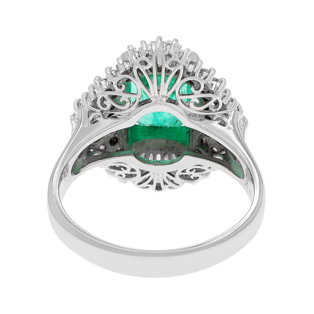 Exclusive Platinum 2.44 Carat Emerald Diamond Ring — 5.25 — Side View