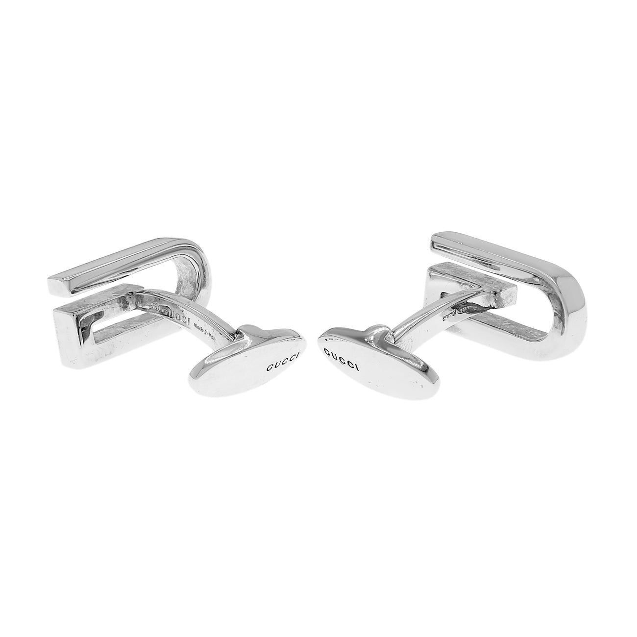 Exclusive Gucci Sterling Silver G Logo Cufflinks — Back View