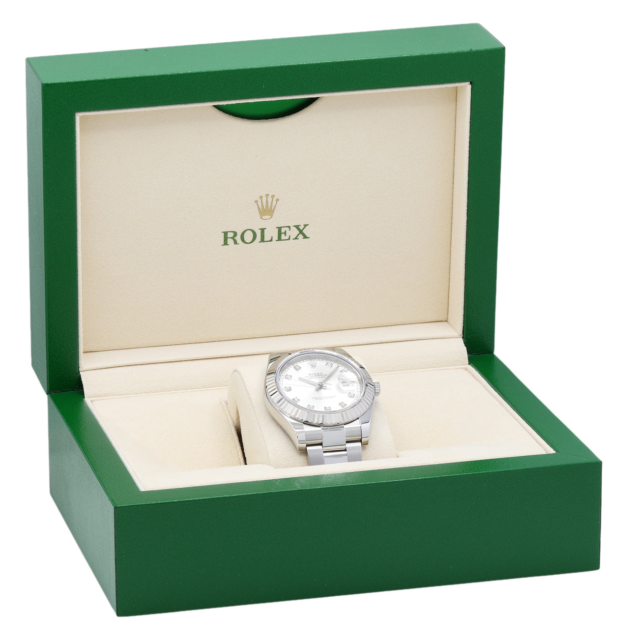 Exclusive Rolex Stainless Steel 18K White Gold Diamond Datejust II 116334 — Detail View