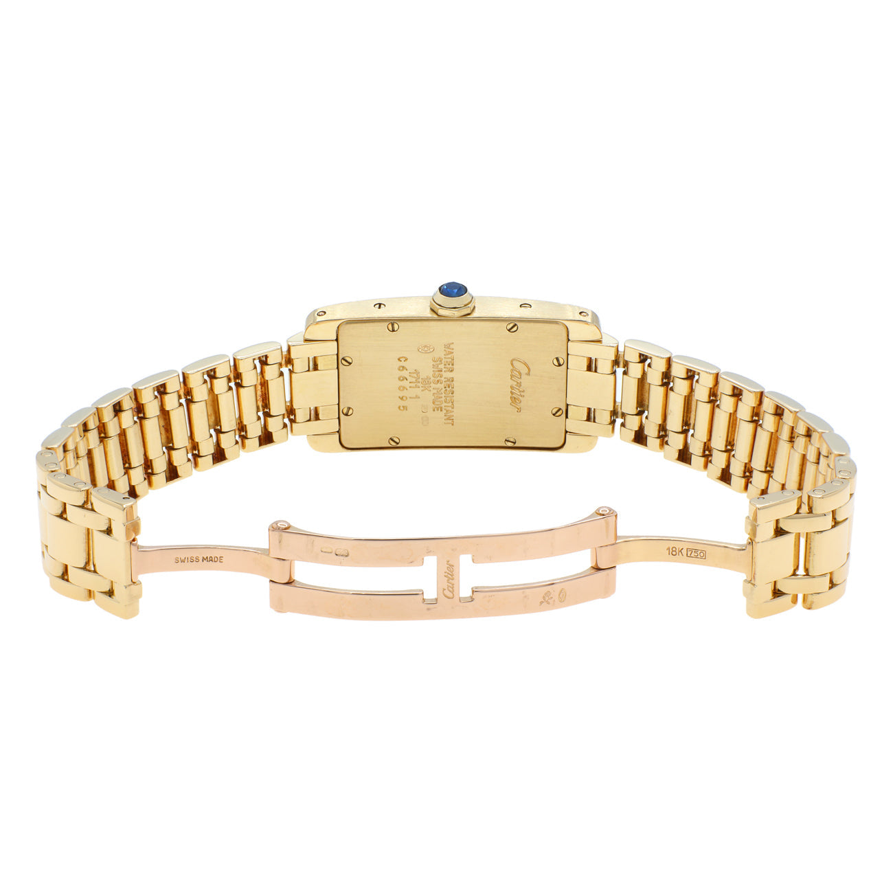 Exclusive Cartier 18K Yellow Gold Tank Americaine W26015K2 — Top View