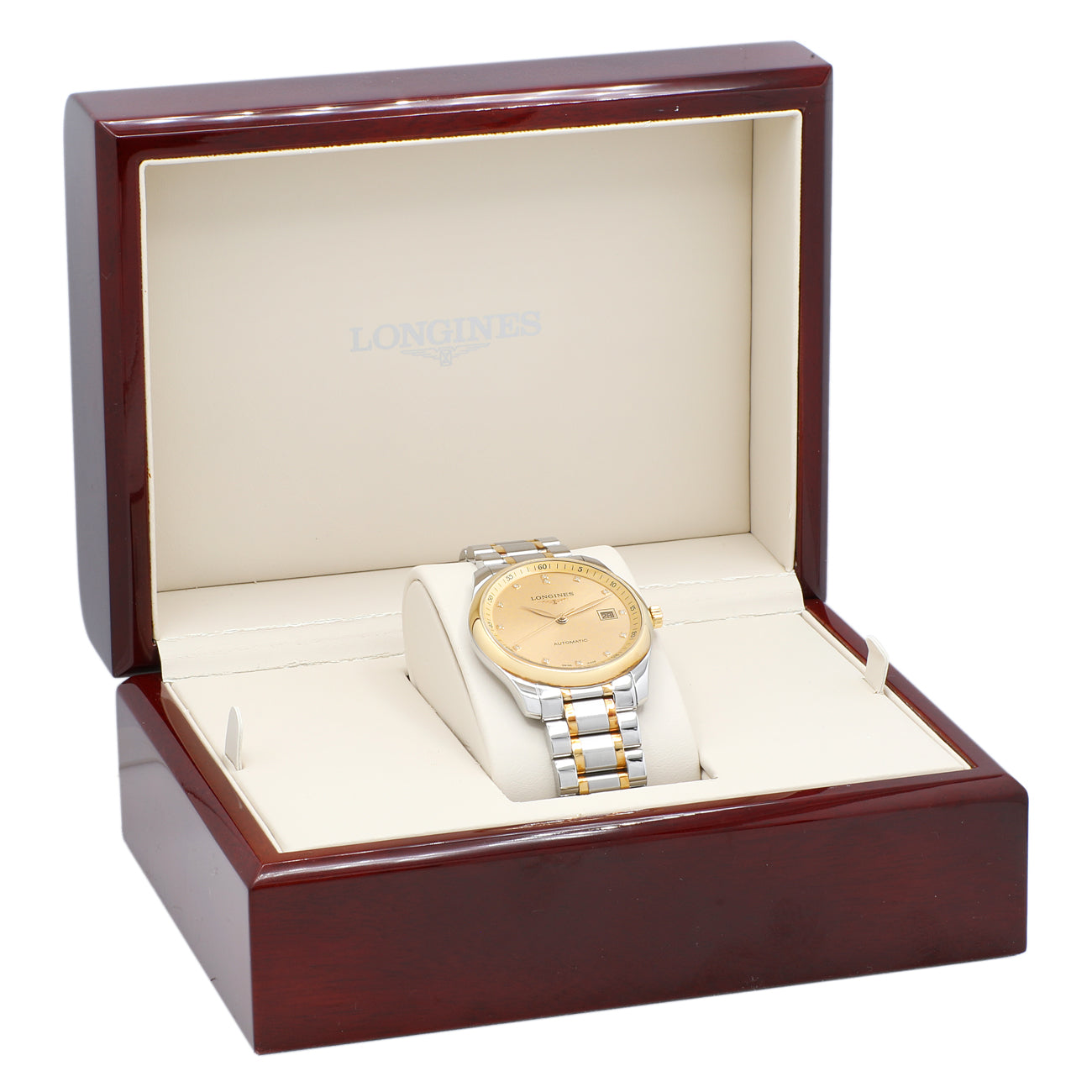 Exclusive Longines Stainless Steel 18K Yellow Gold Master Collection L2.793.5.37.7 — Detail View